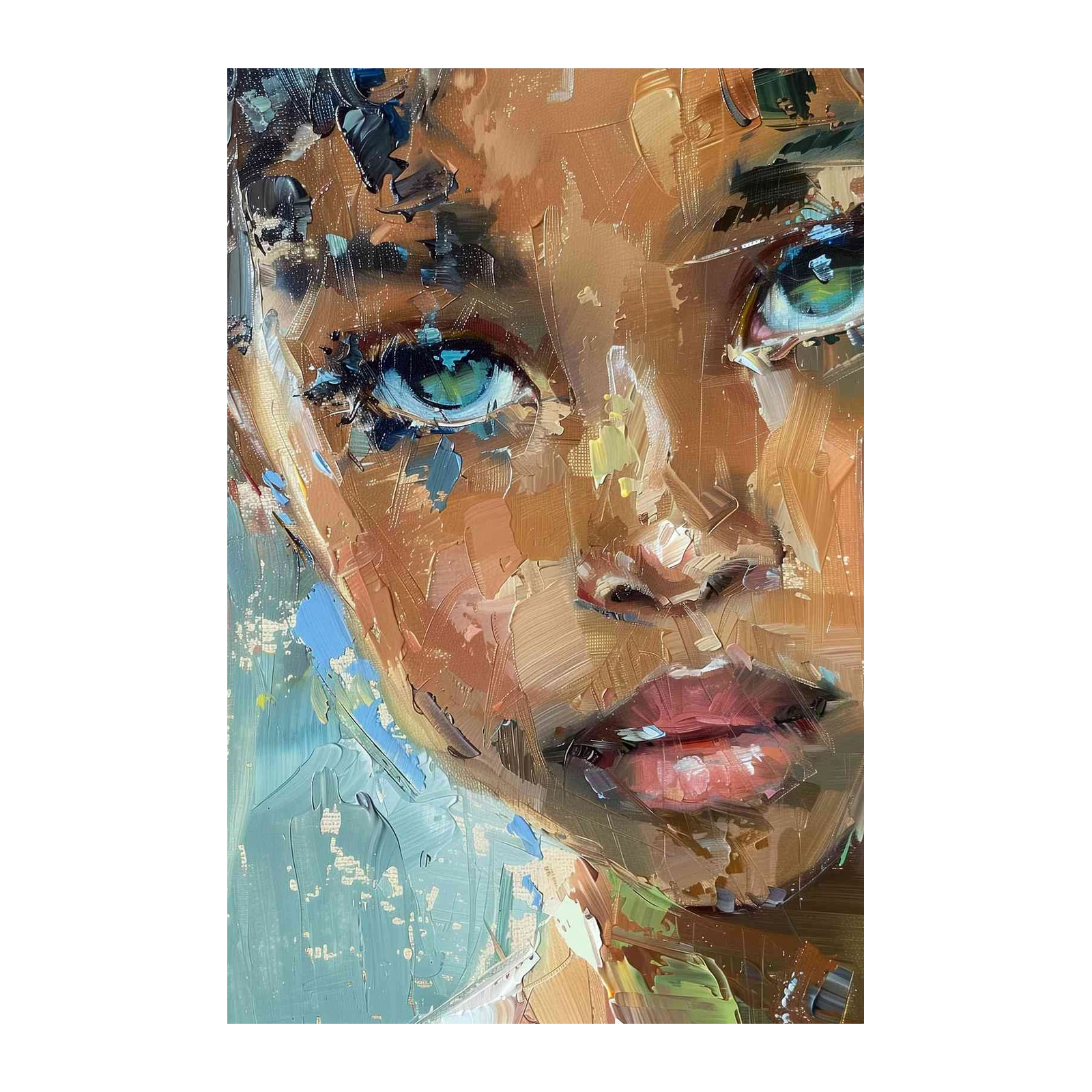 Captivating Portrait Impasto Oil Painting Wall Art