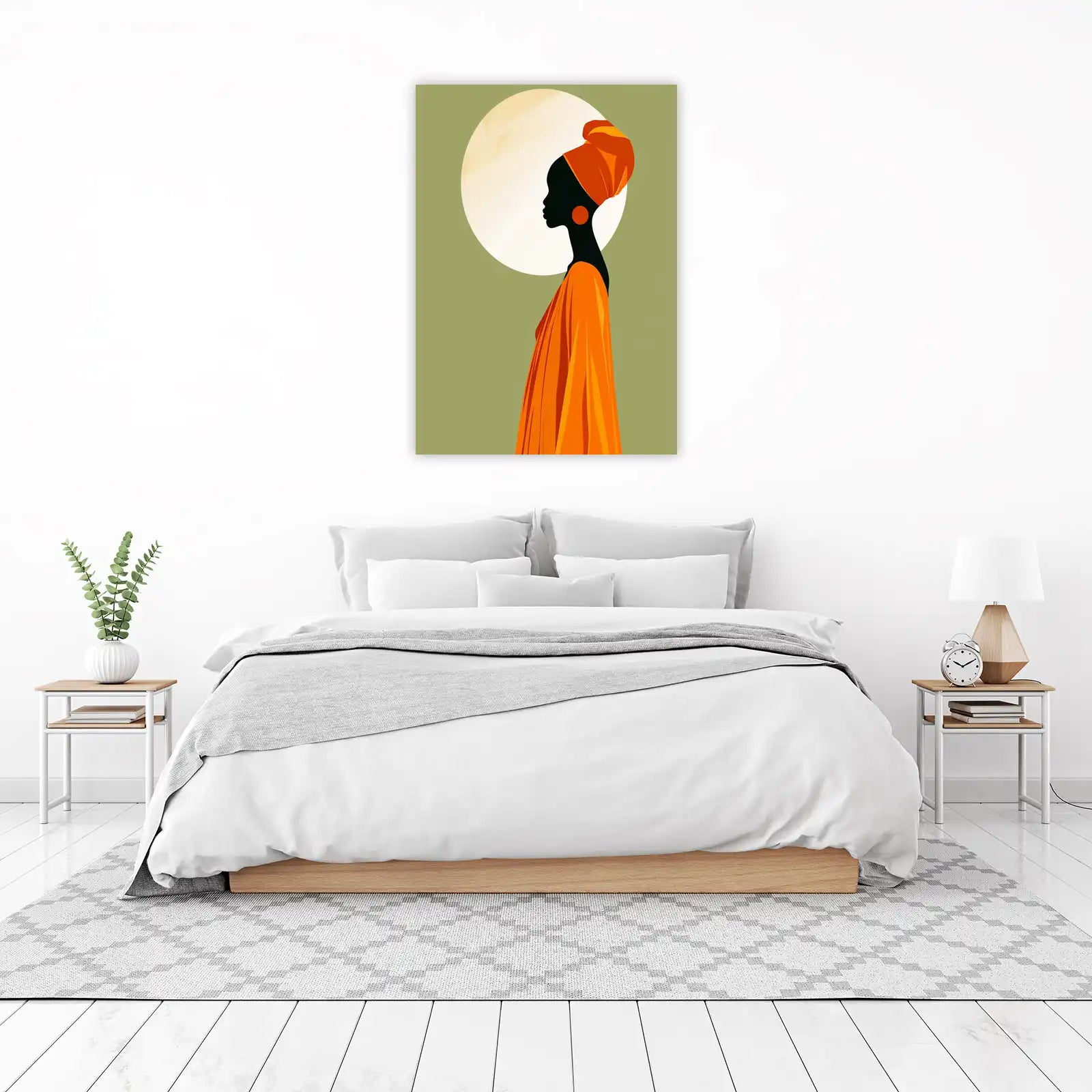 Vibrant African Woman Turban Silhouette Wall Art