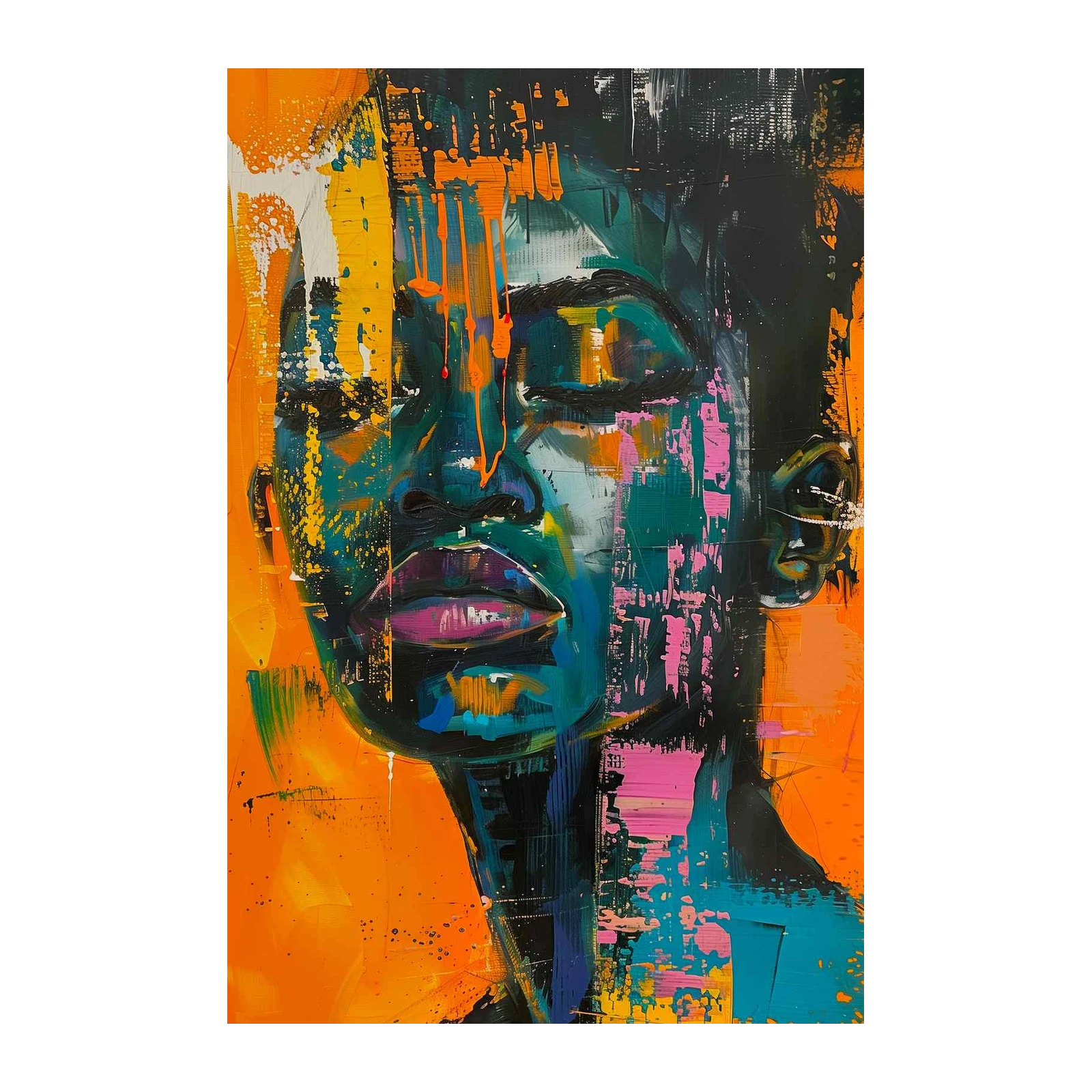 Vibrant Abstract Portrait Wall Art