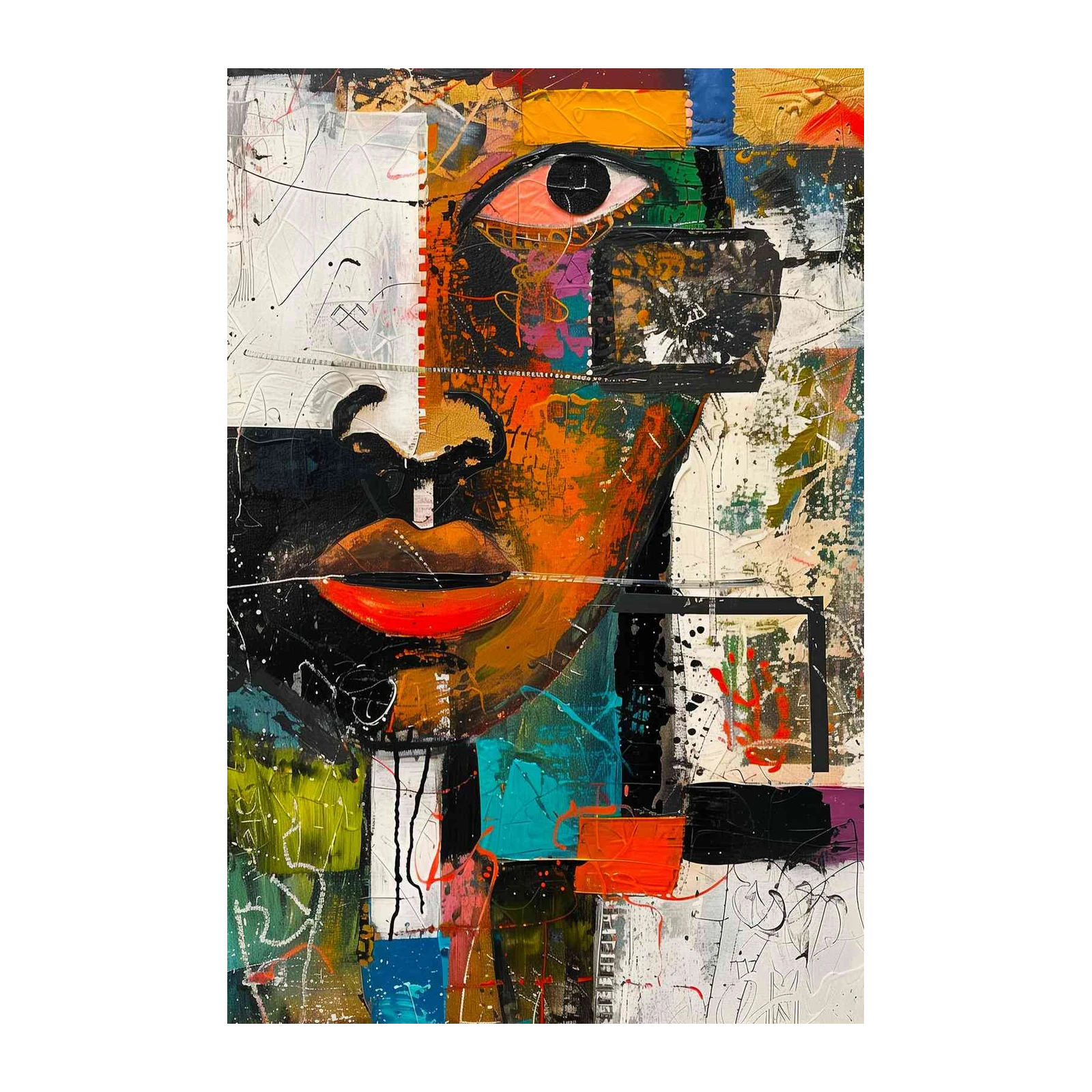 Vibrant Abstract Face Art Wall Art
