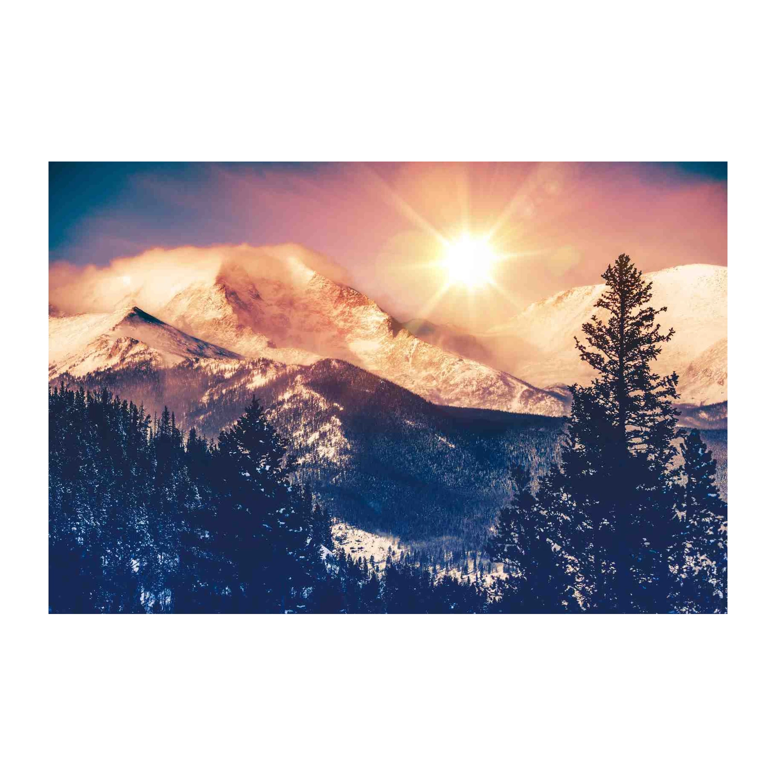 Sunset Mountain Forest Wall Art