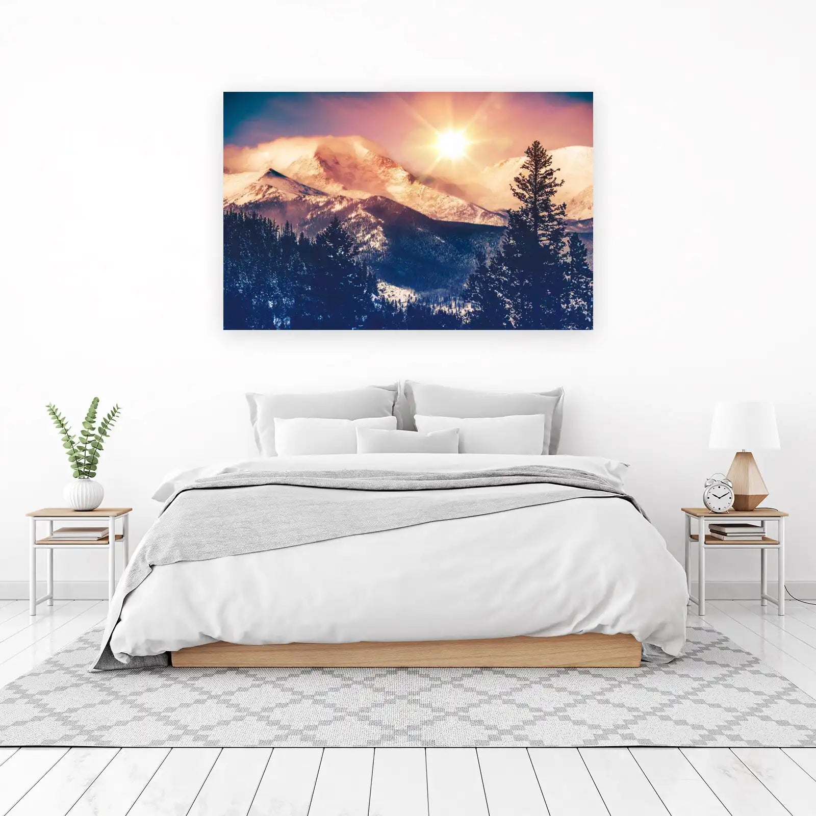 Sunset Mountain Forest Wall Art