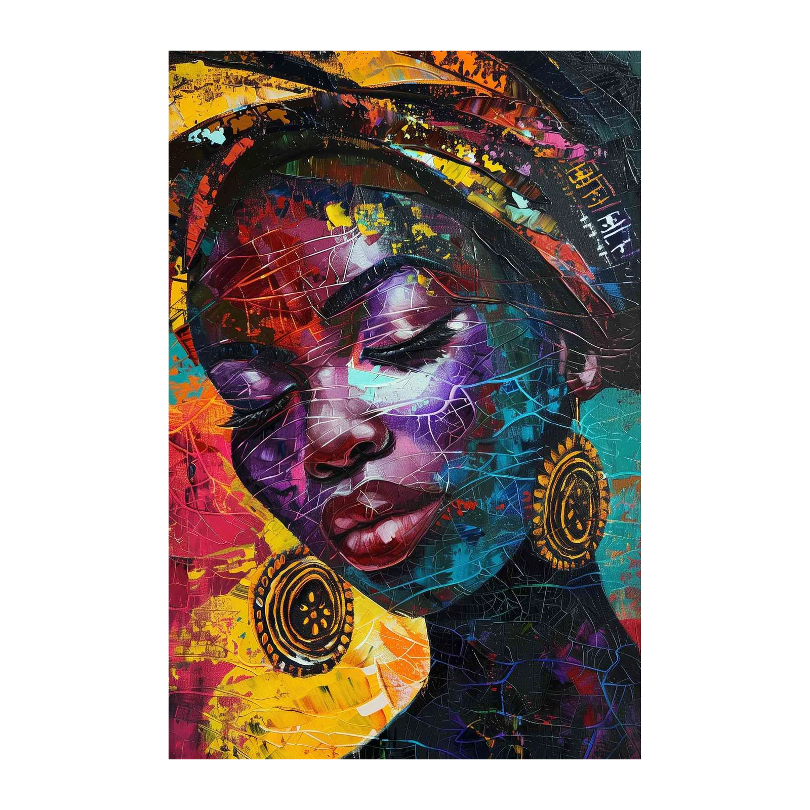 Vibrant African Woman Textured Wall Art