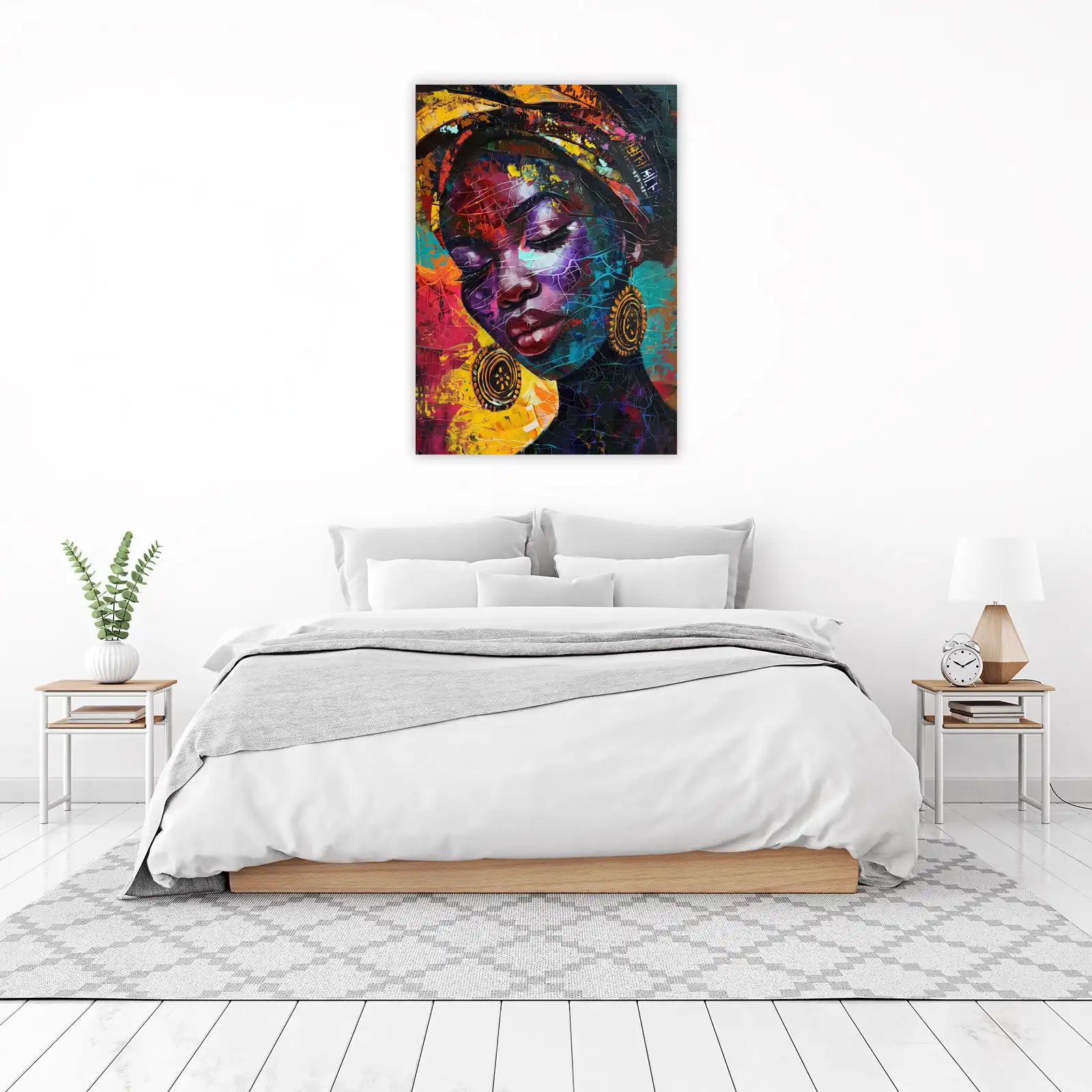 Vibrant African Woman Textured Wall Art