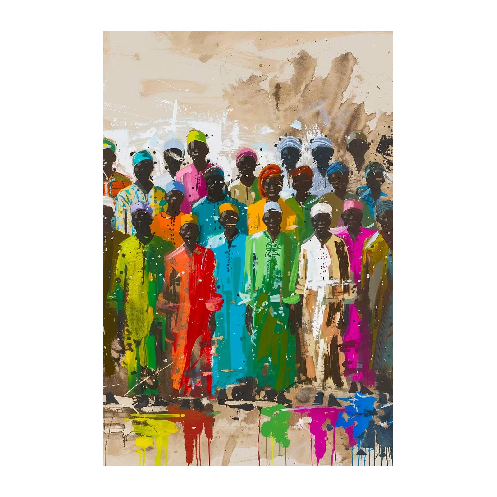 Vibrant Figures African Art Wall Art