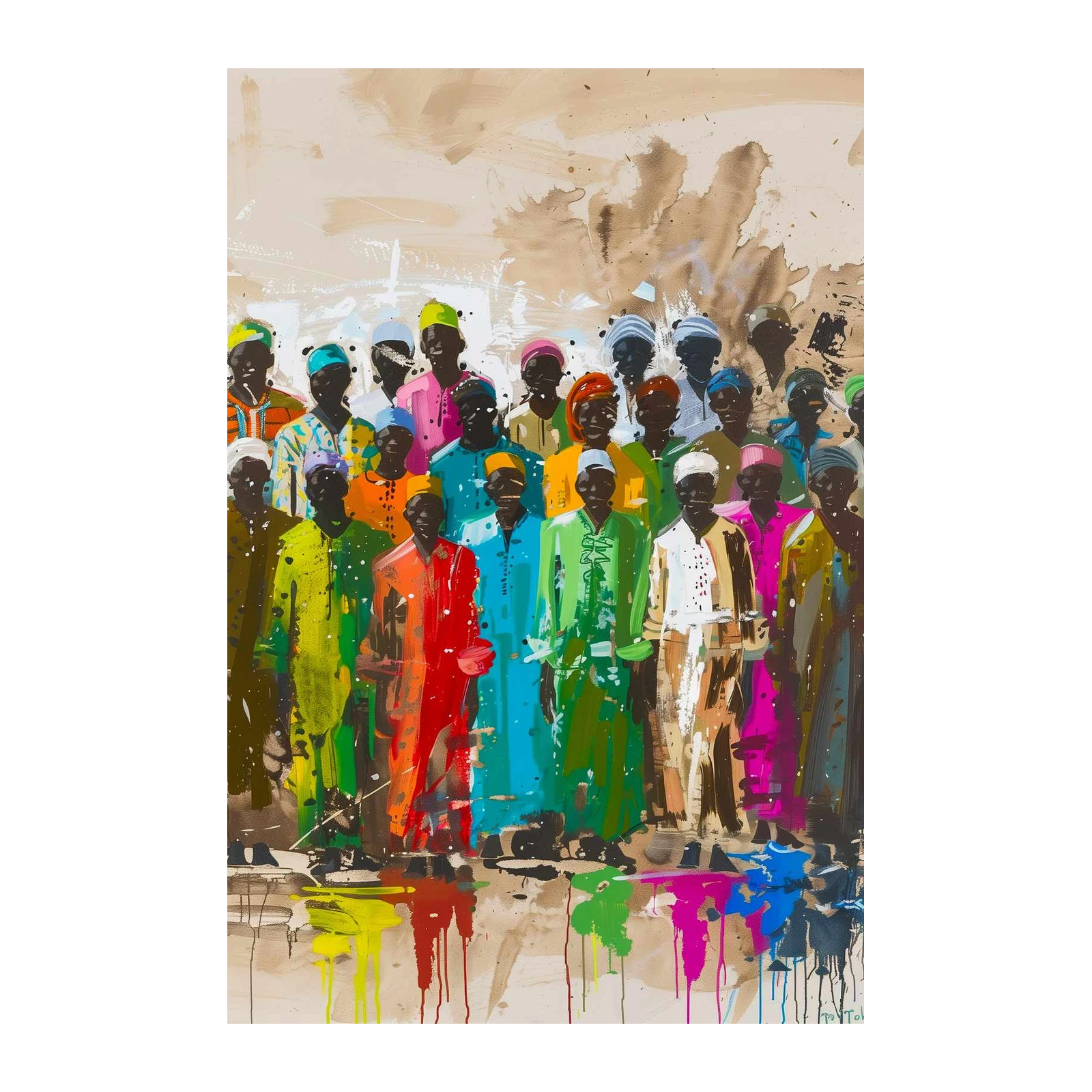 Vibrant African Gathering Wall Art