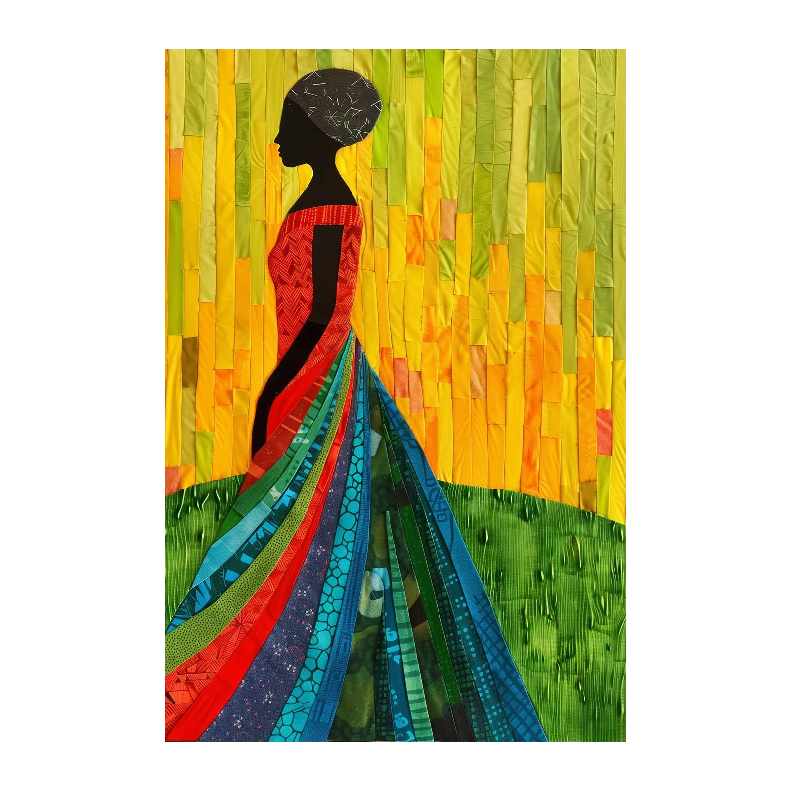 Vibrant African Lady Silhouette Wall Art