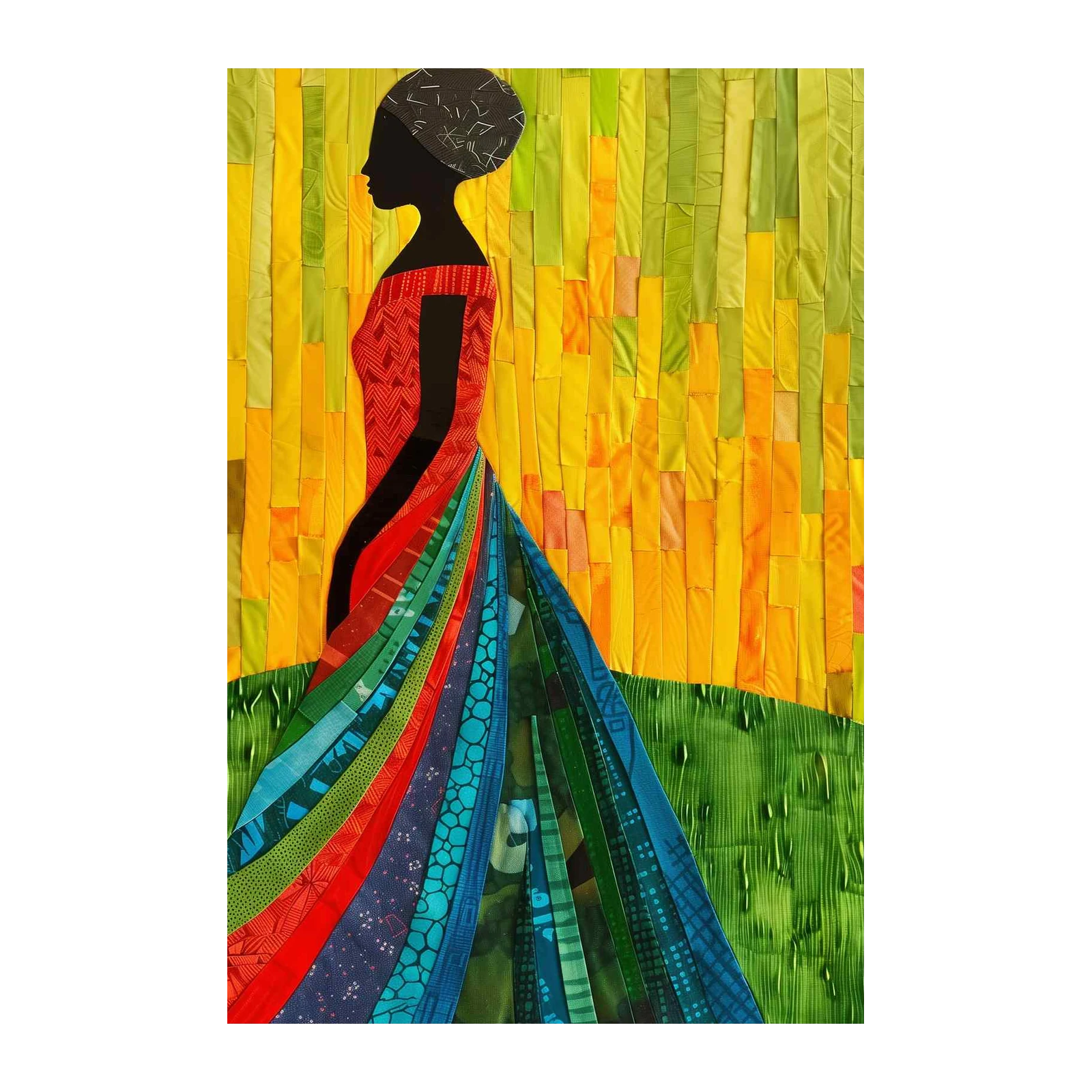 Vibrant African Woman Silhouette Wall Art