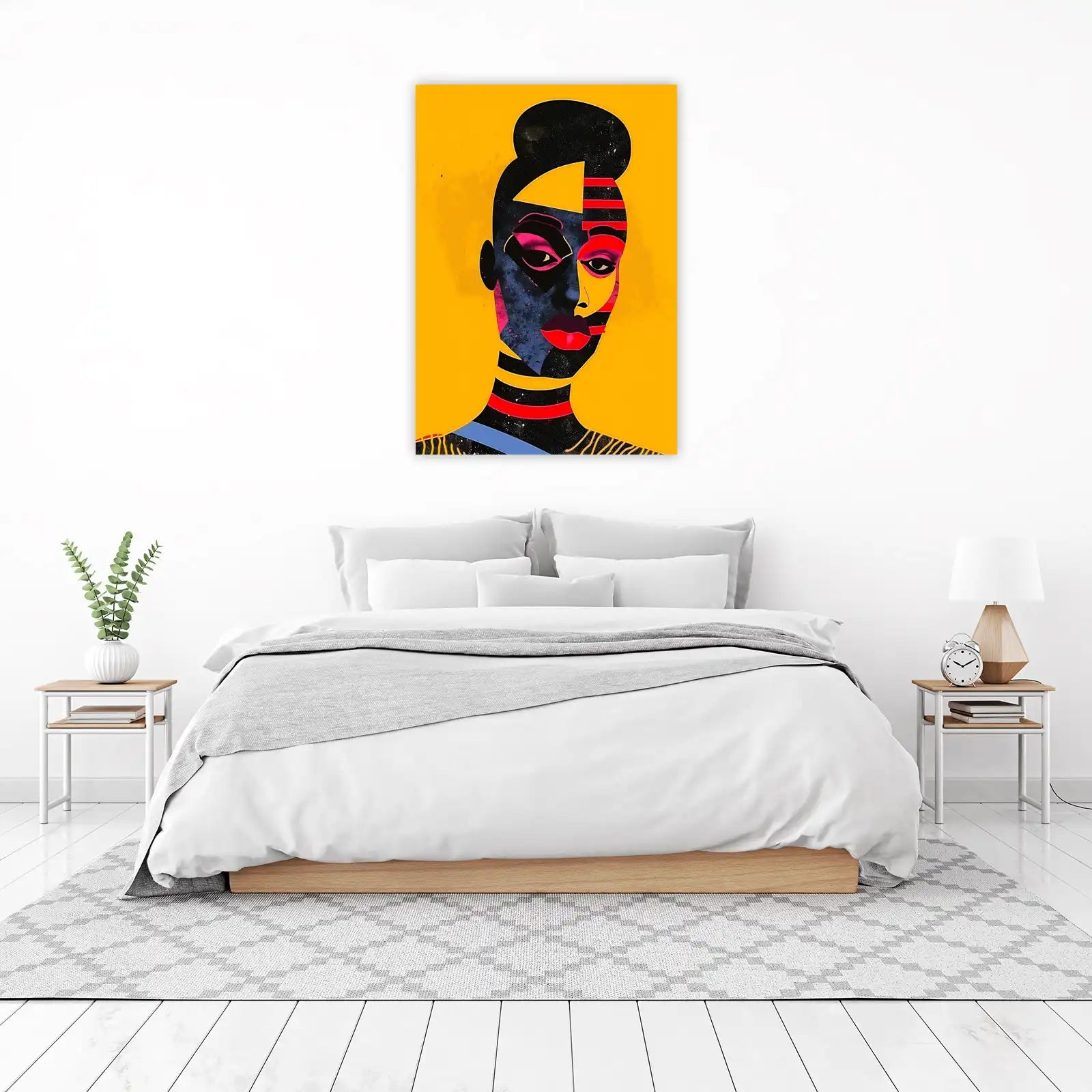 Bold Abstract Face Yellow Wall Art