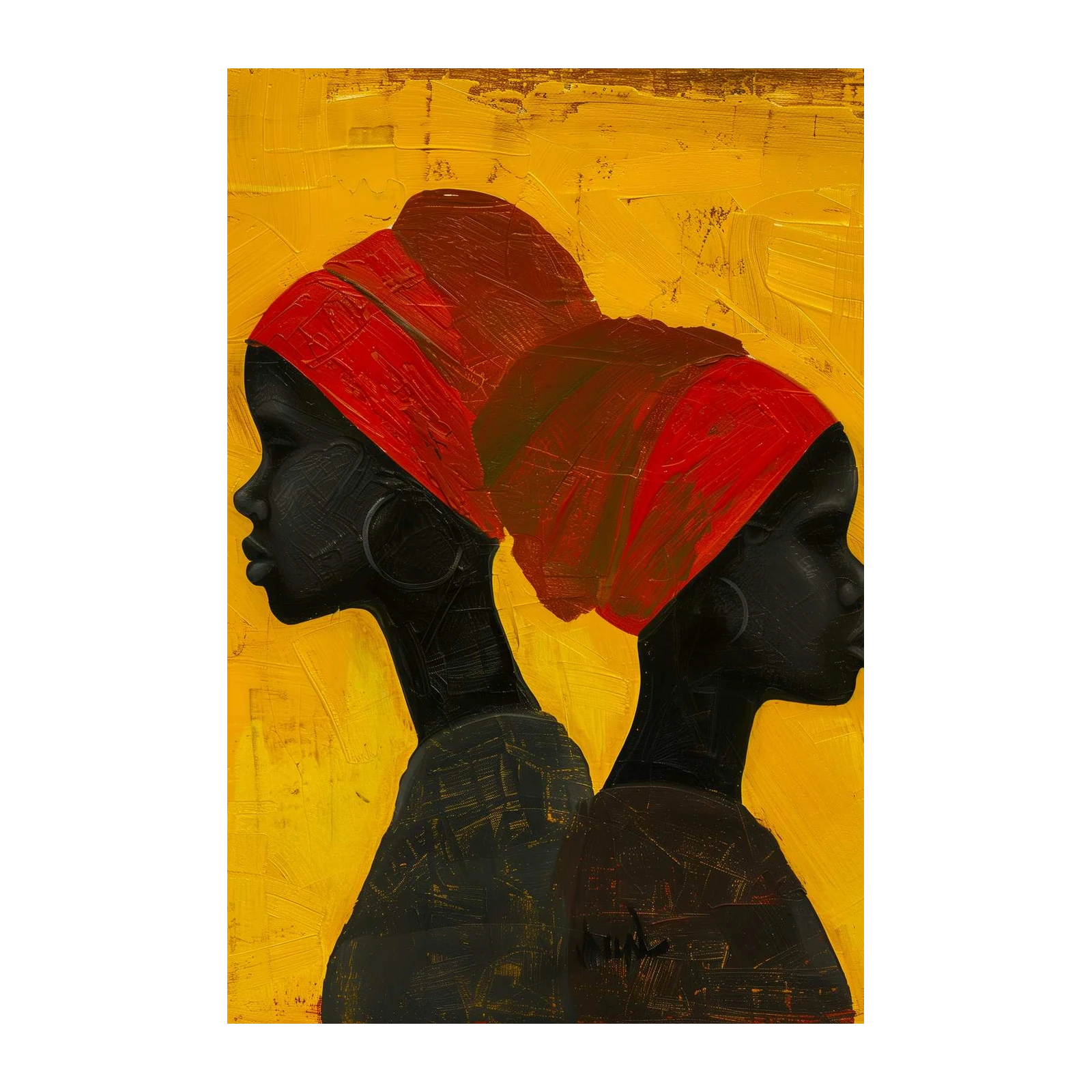 Bold African Women Red & Yellow Wall Art