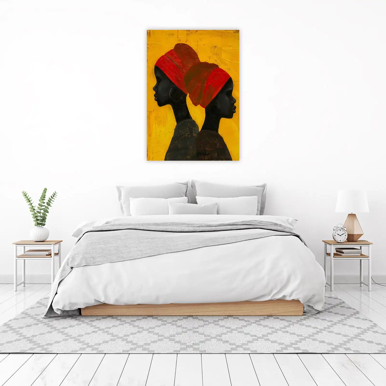 Vibrant African Women Red Headwrap Wall Art