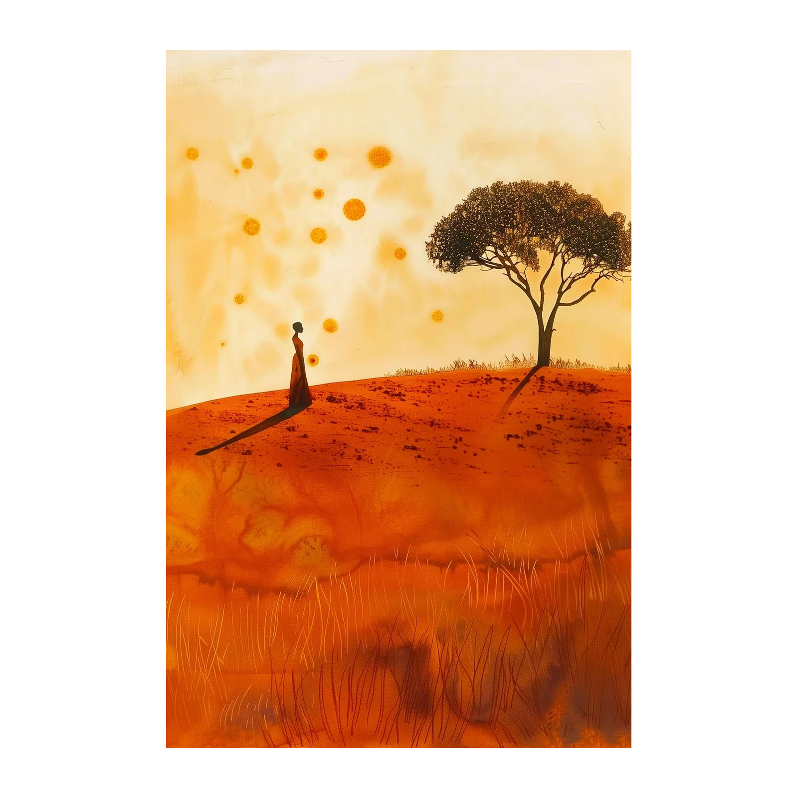 Serene Sunset Wanderer African Landscape Wall Art