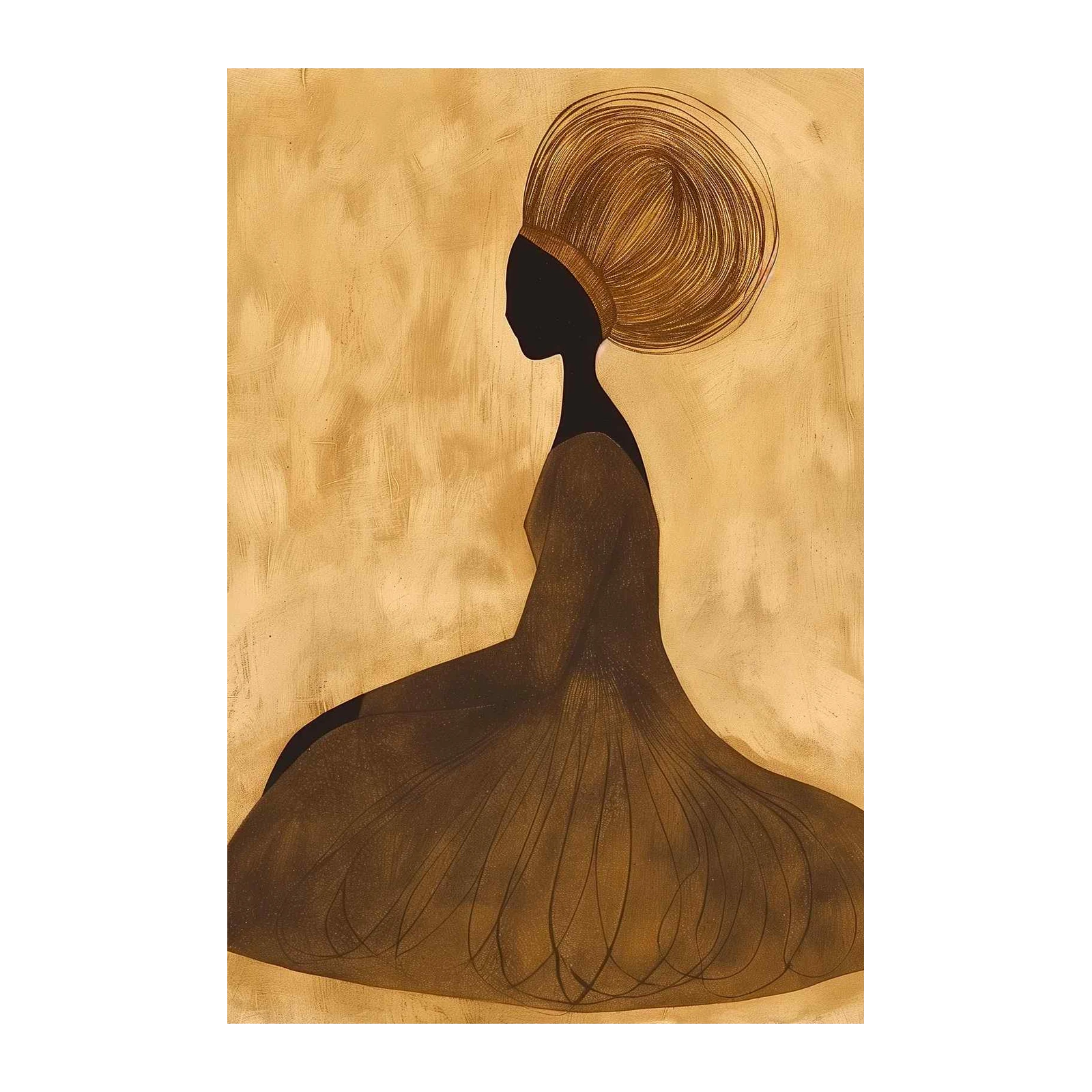 Elegant Silhouette Woman Gold Art Wall Art