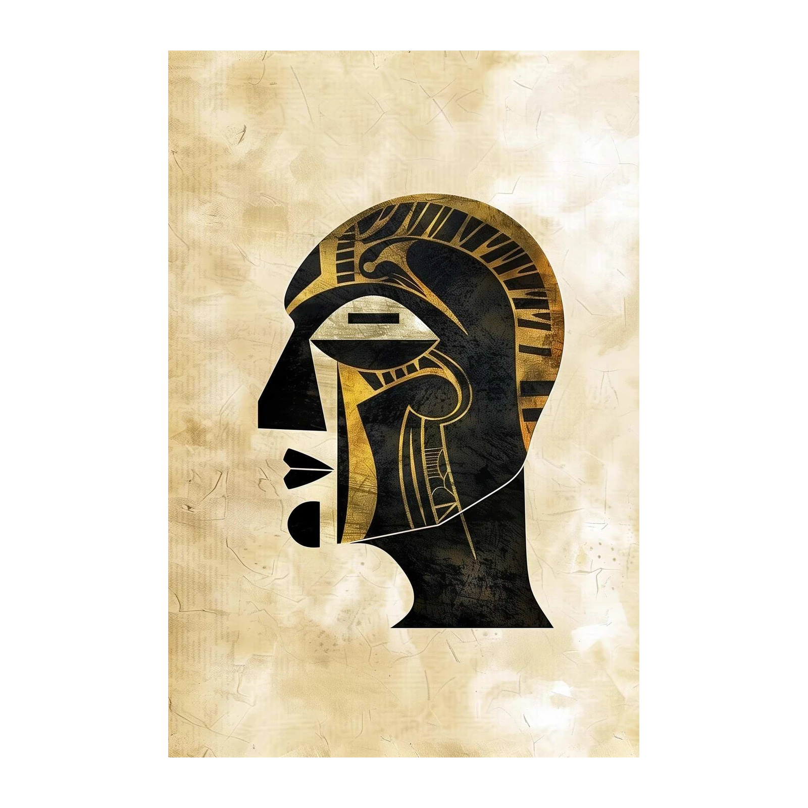 Bold Abstract Profile Black Gold Wall Art