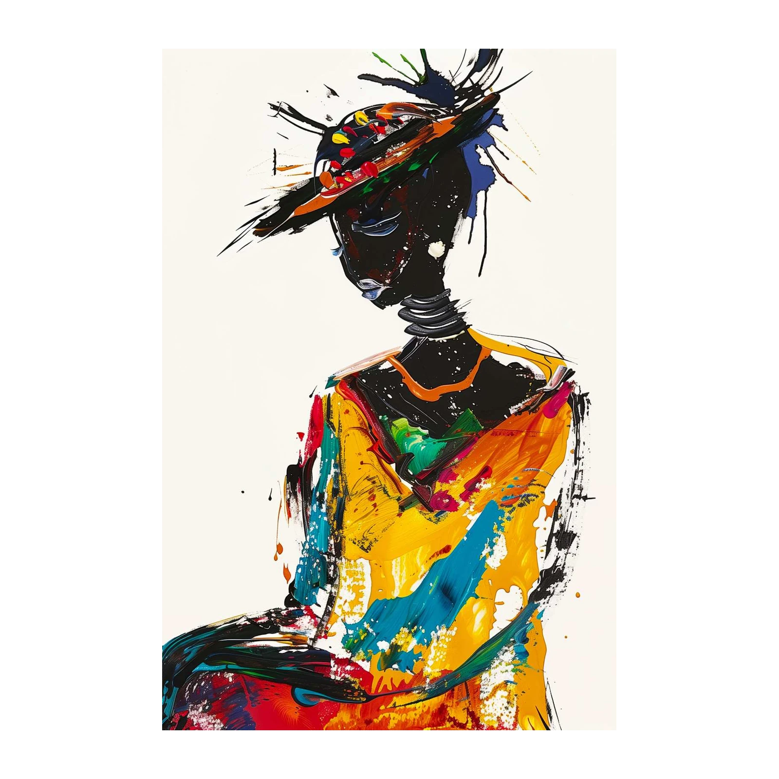 Vibrant African Woman Abstract Wall Art
