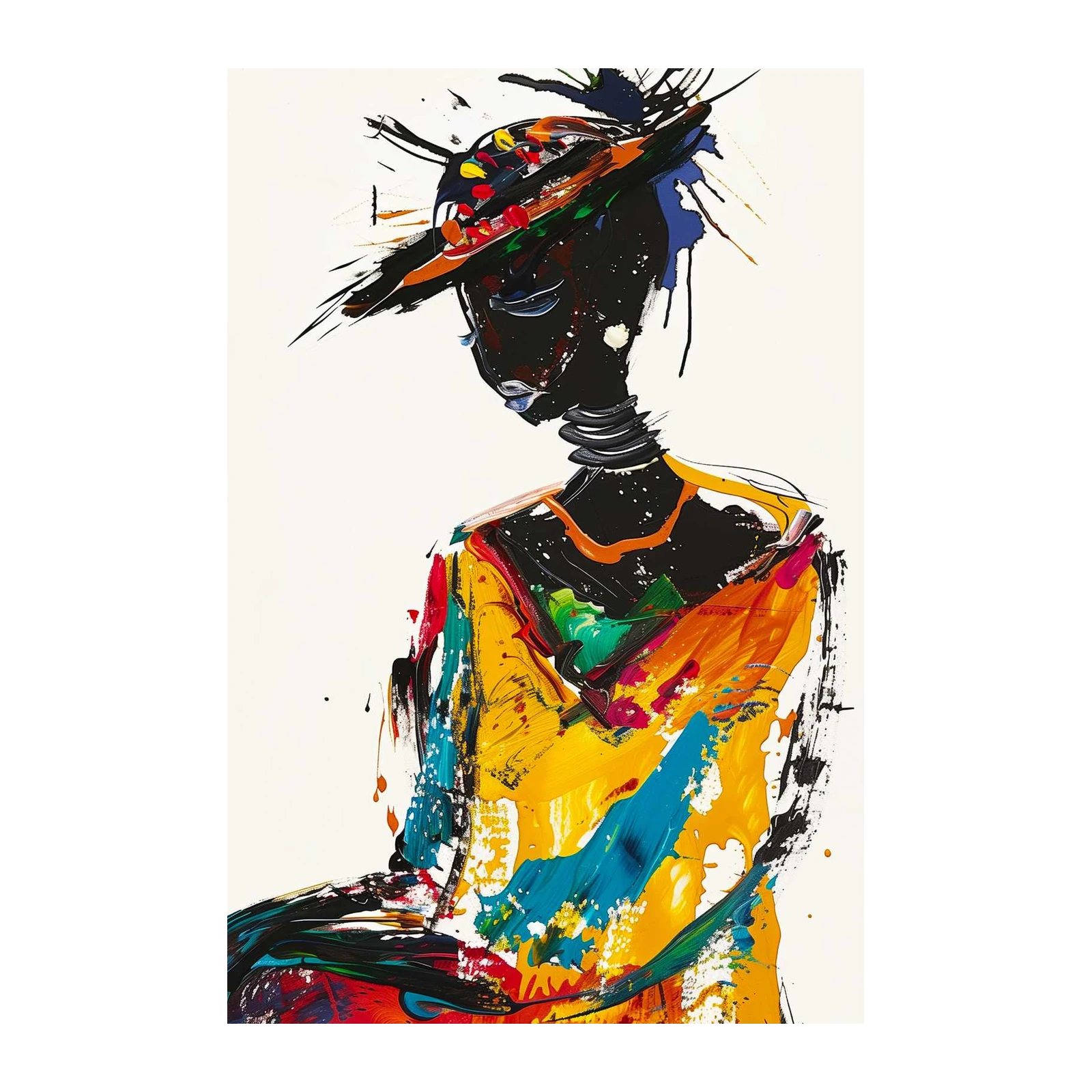 Vibrant Abstract Portrait Woman Wall Art