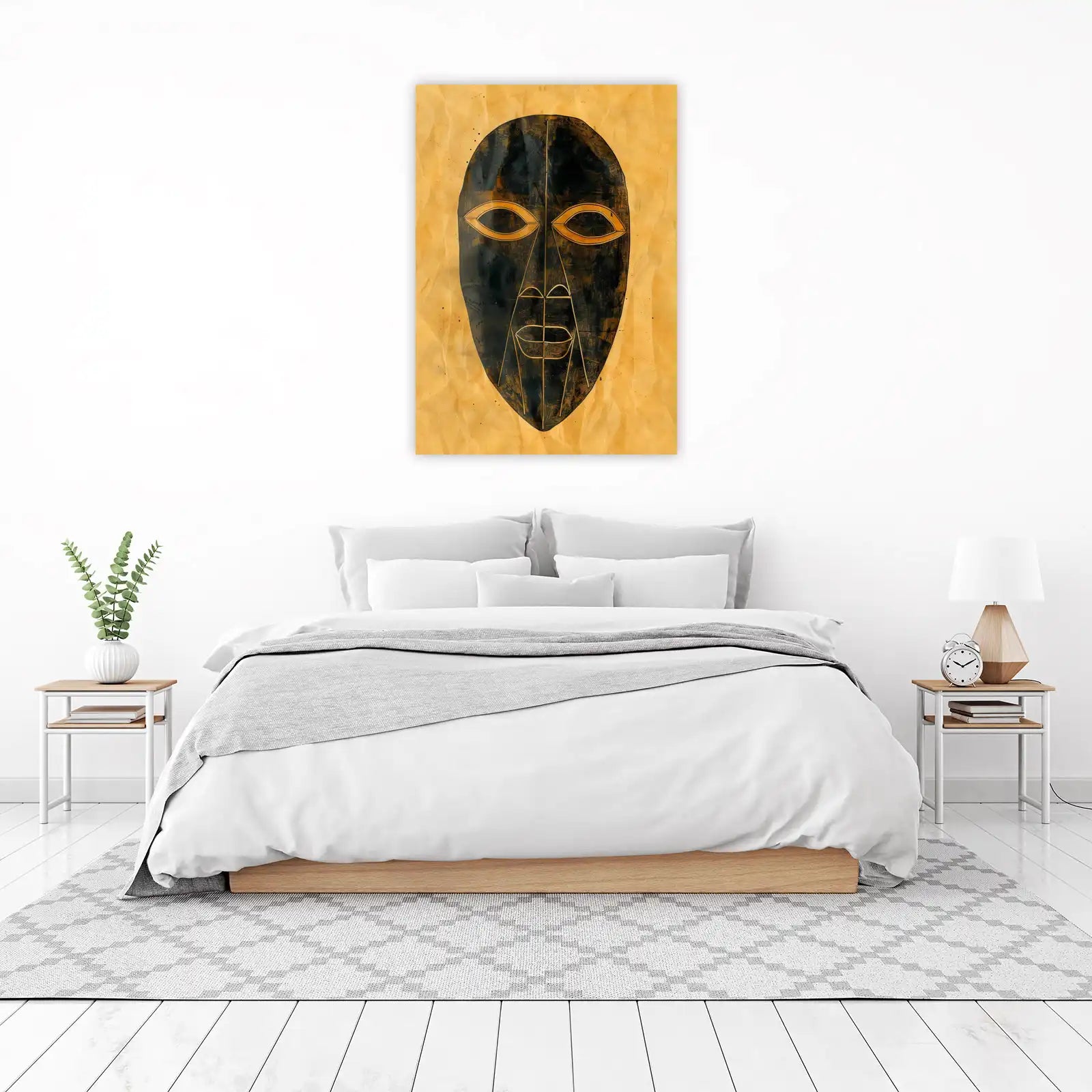 Mystic Tribal Mask Black Gold Wall Art