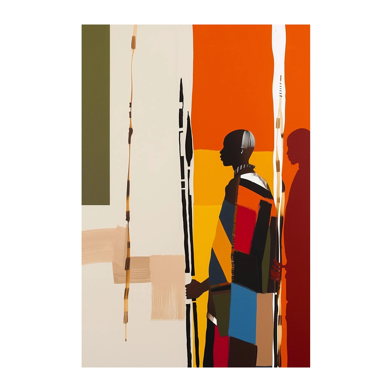 Vibrant Maasai Warrior Abstract Wall Art