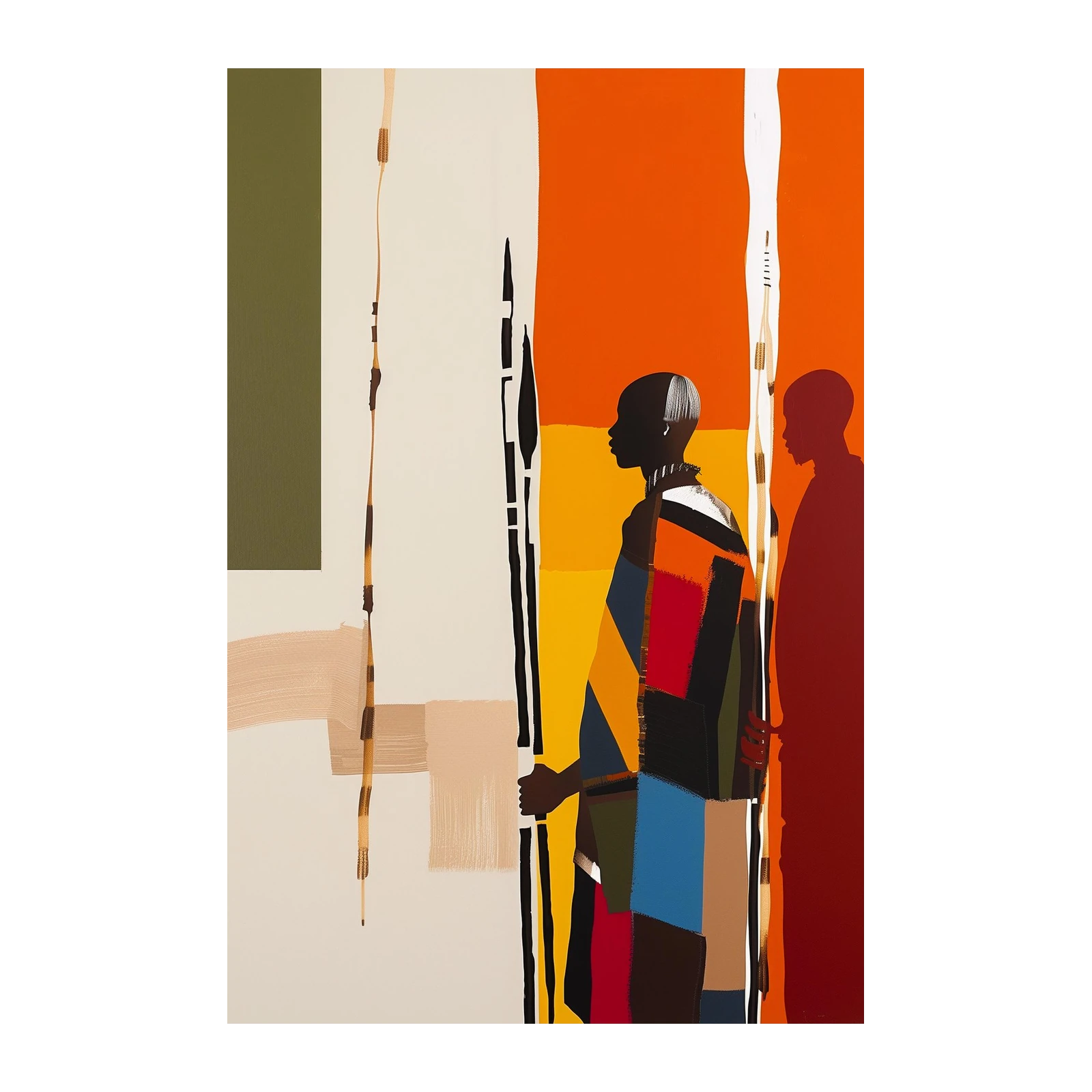 Vibrant Maasai Warrior Wall Art