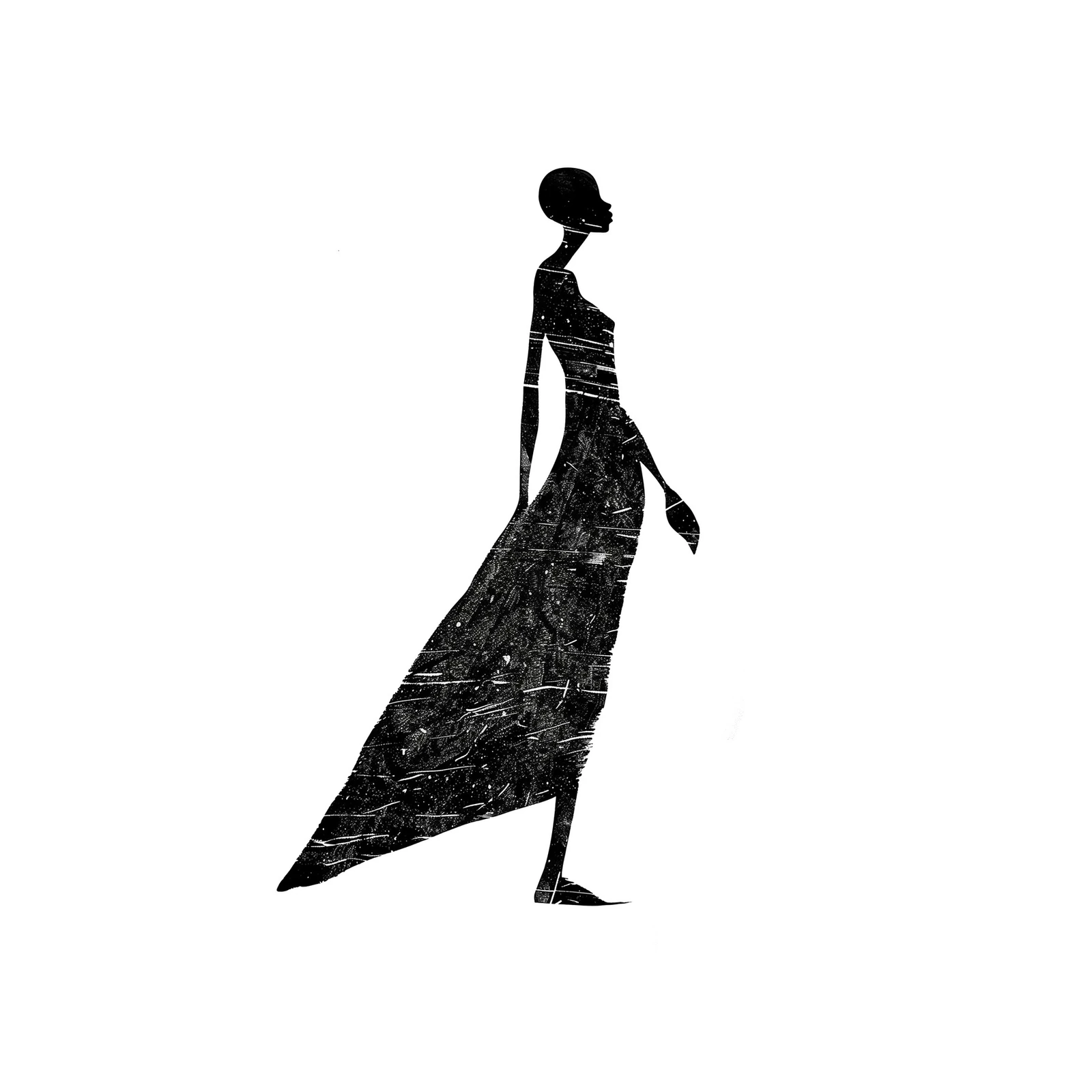 Elegant Silhouette Woman Black & White Wall Art