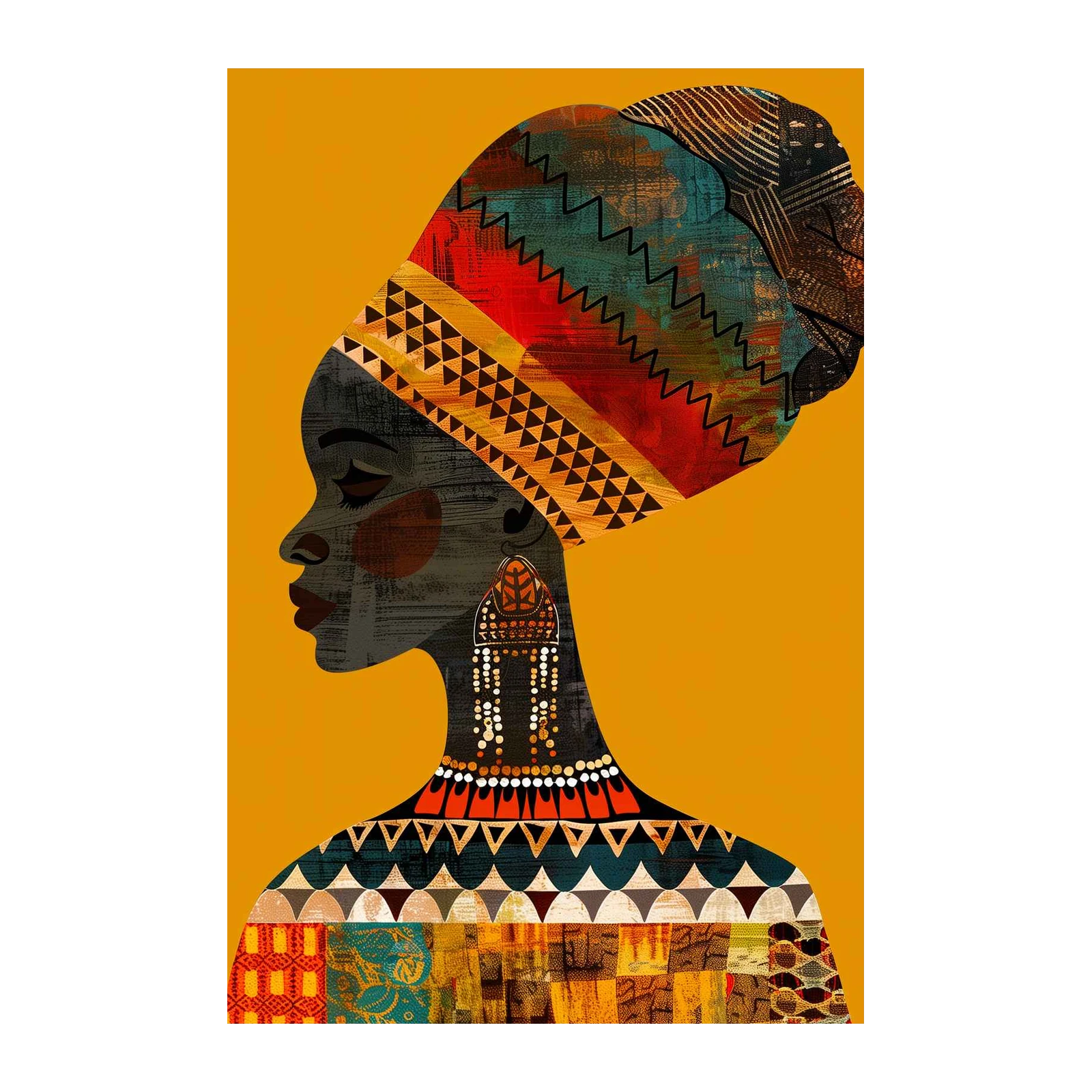Vibrant African Queen Textured Wall Art