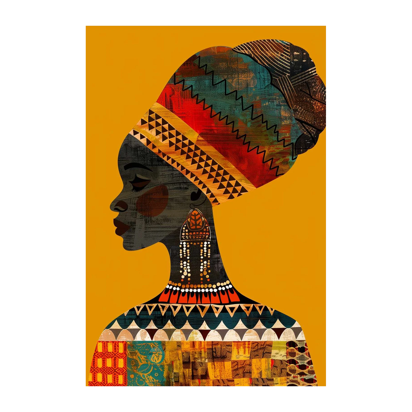 Vibrant Tribal Woman Abstract Wall Art