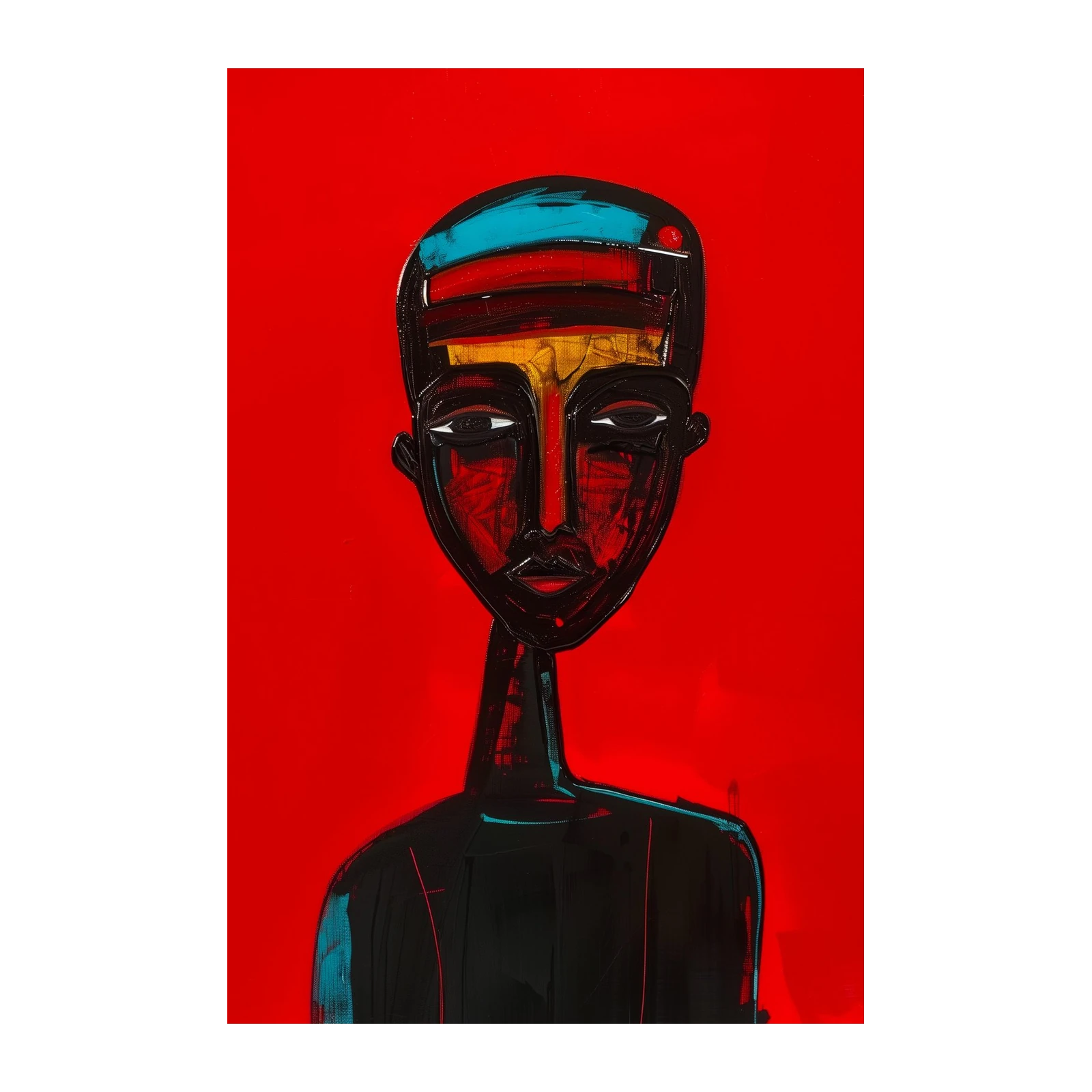 Striking Abstract Portrait Red Wall Art