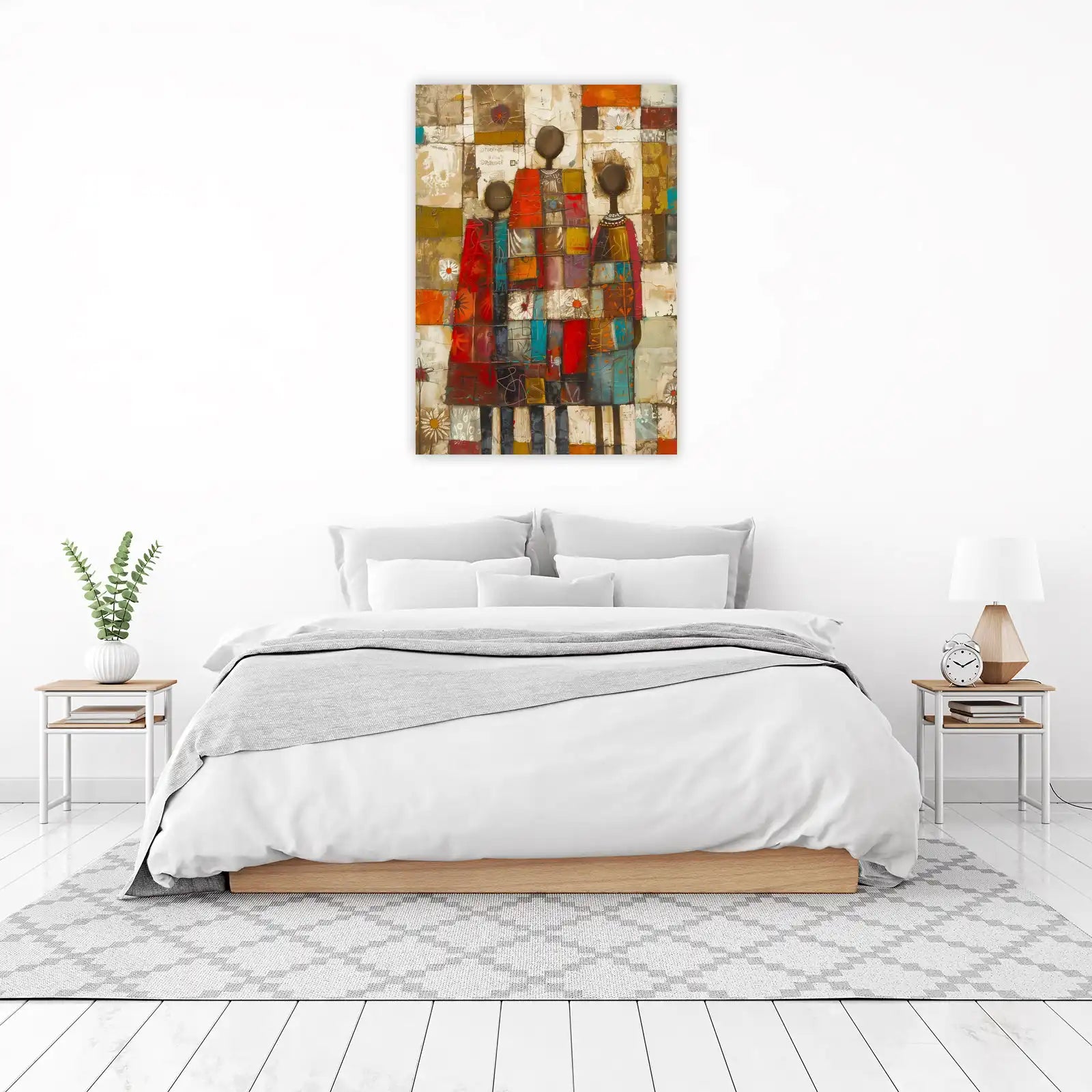Vibrant African Family Textured Wall Art
