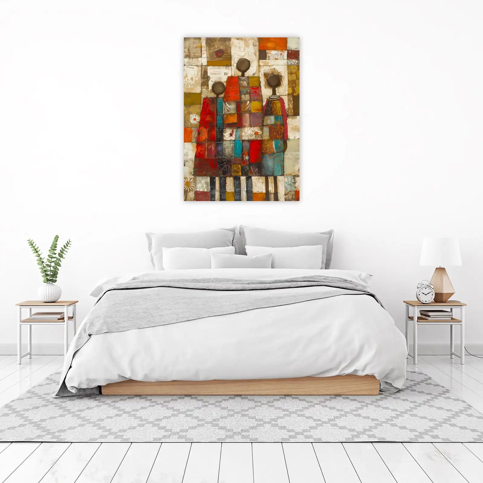 Vibrant African Figures Textile Art Wall Art
