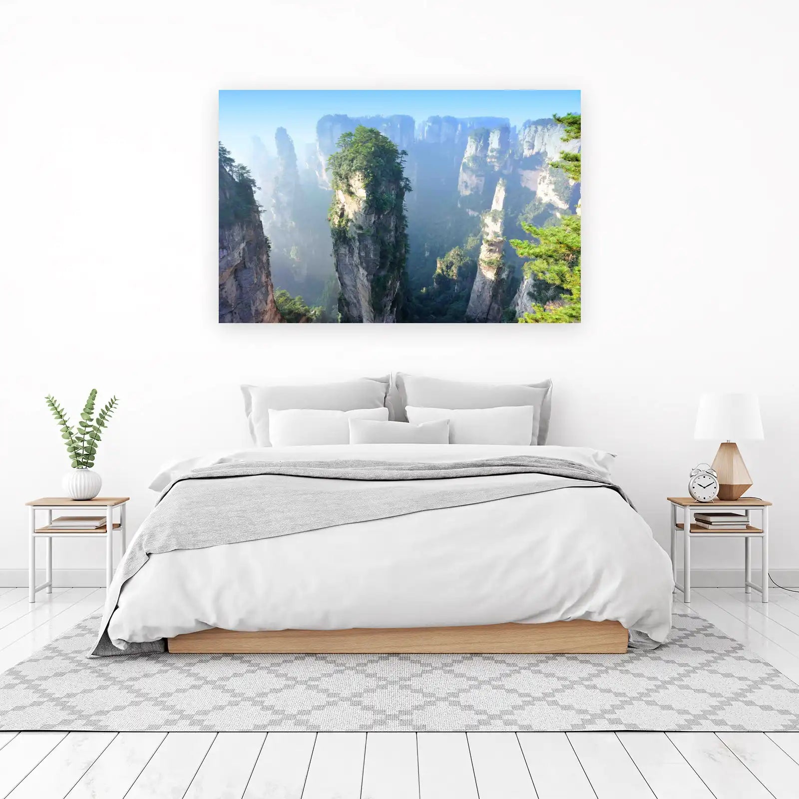 Misty Mountain Peaks Landscape Wall Art
