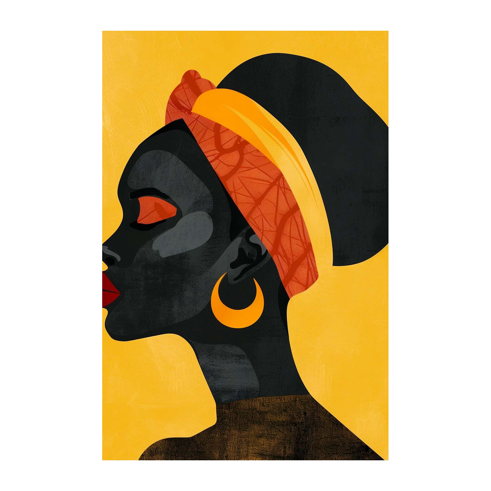 Vibrant African Woman Profile Wall Art Wall Art