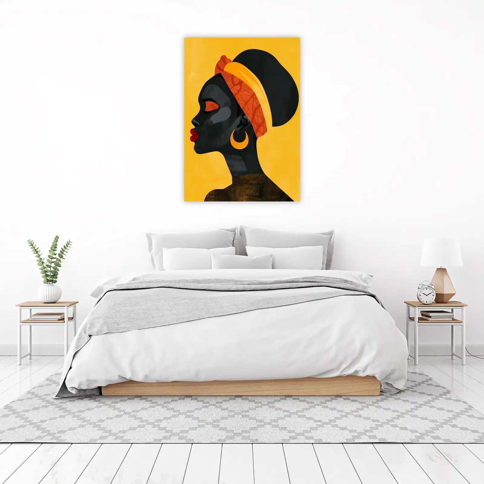 Vibrant Abstract Black Woman Portrait Wall Art