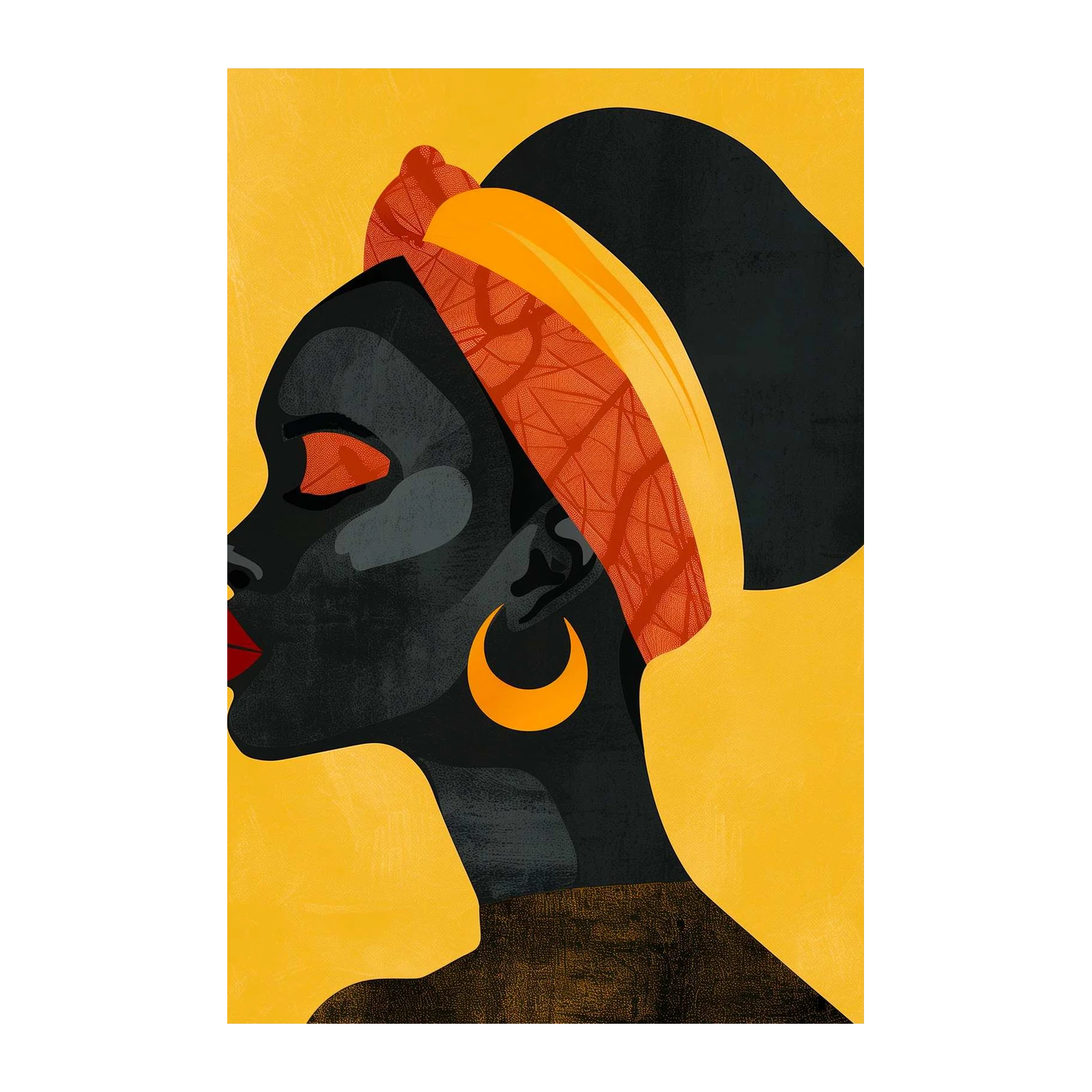Vibrant African Woman Profile Wall Art
