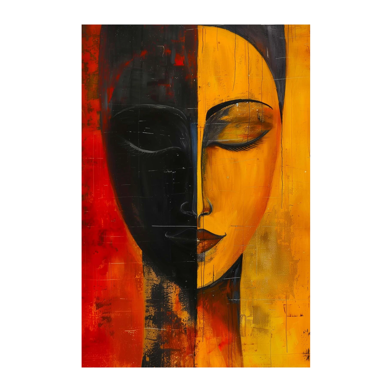 Abstract Face Duality Wall Art