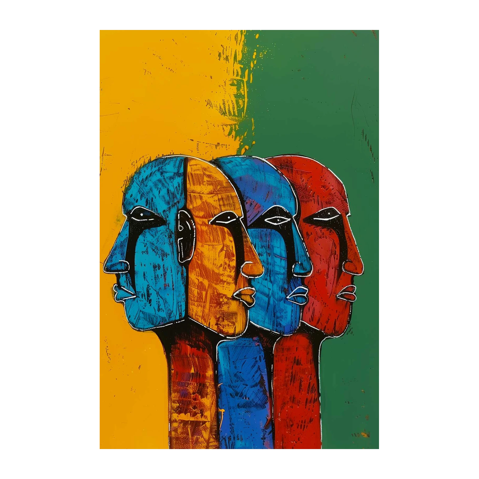 Vibrant Faces Abstract Art Wall Art