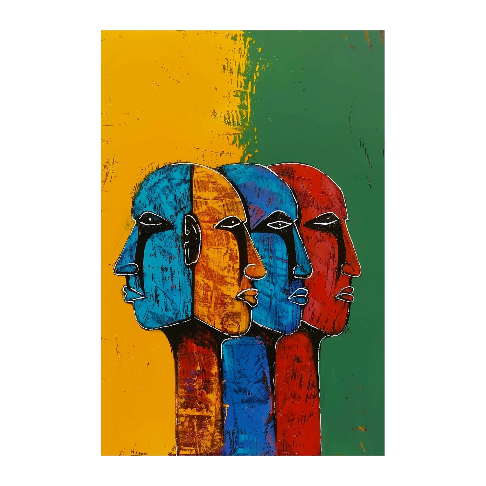 Vibrant Faces Abstract Art Wall Art