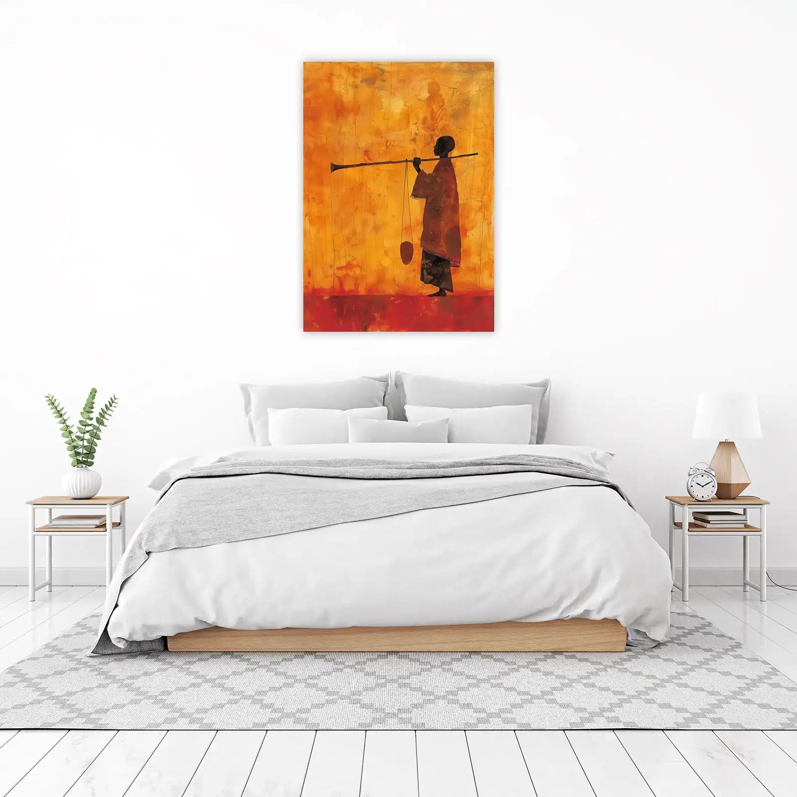 African Silhouette Trumpet Player Wall Art