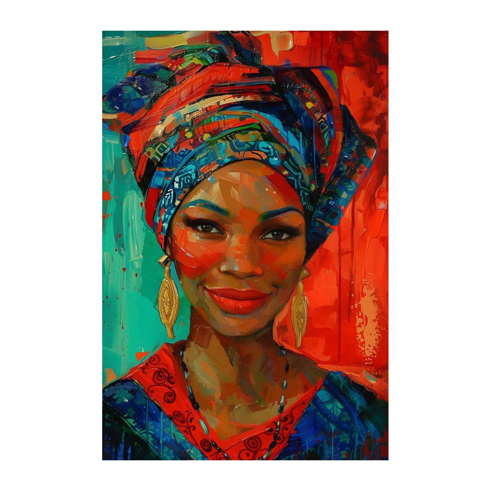 Vibrant African Woman Portrait Wall Art