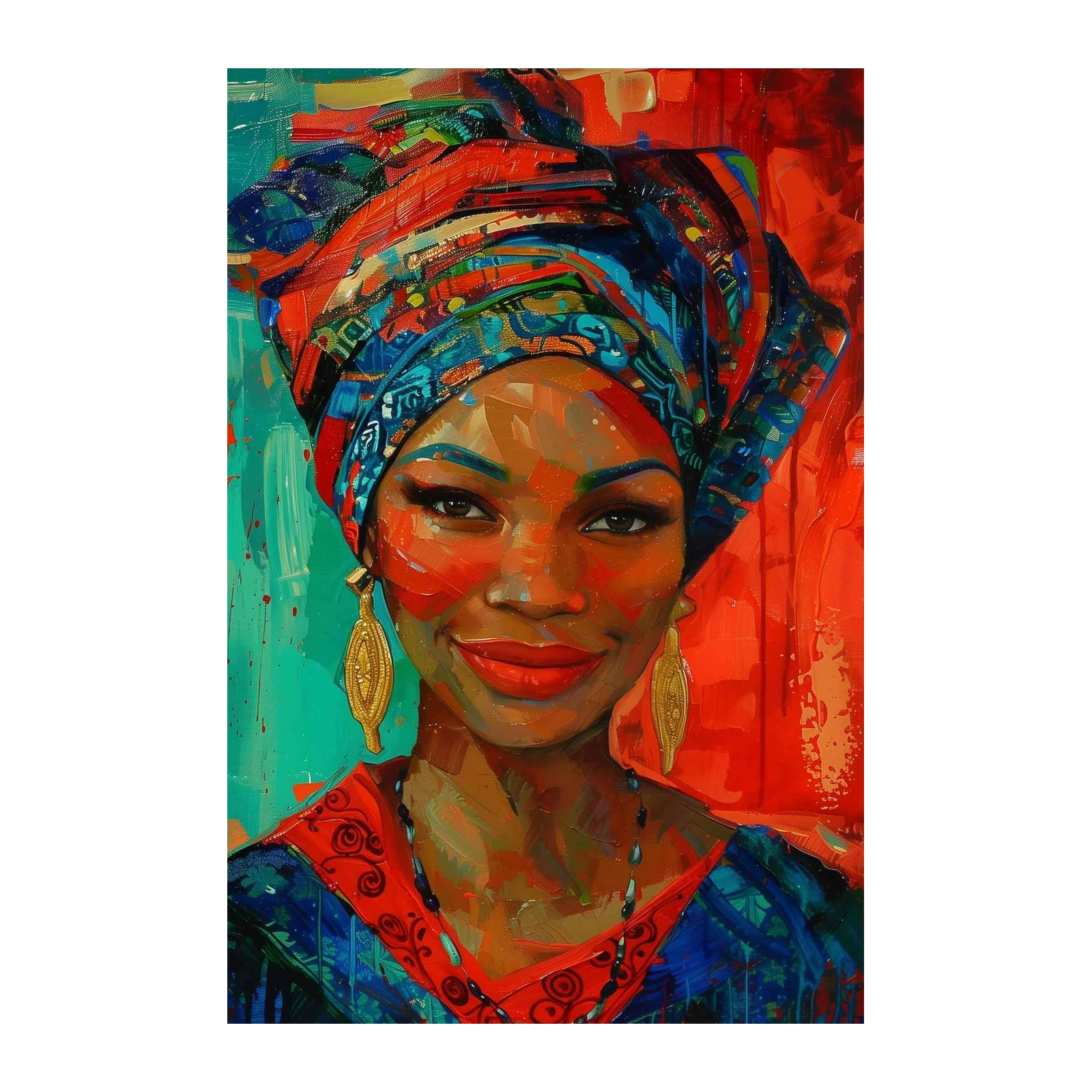 Vibrant African Woman Portrait Wall Art