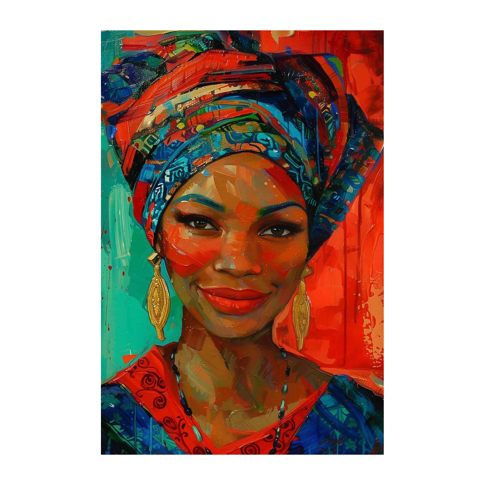 Vibrant African Woman Portrait Wall Art