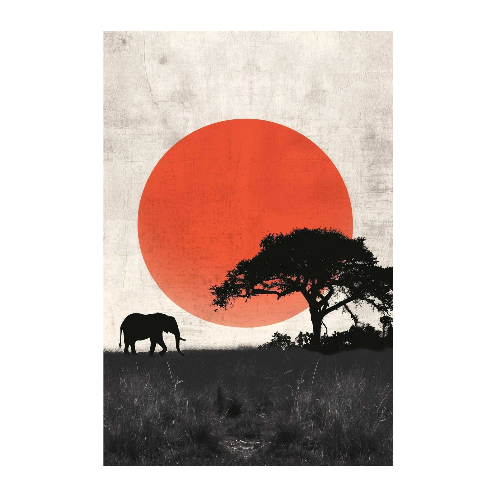 Serene Elephant Sunset Savannah Wall Art