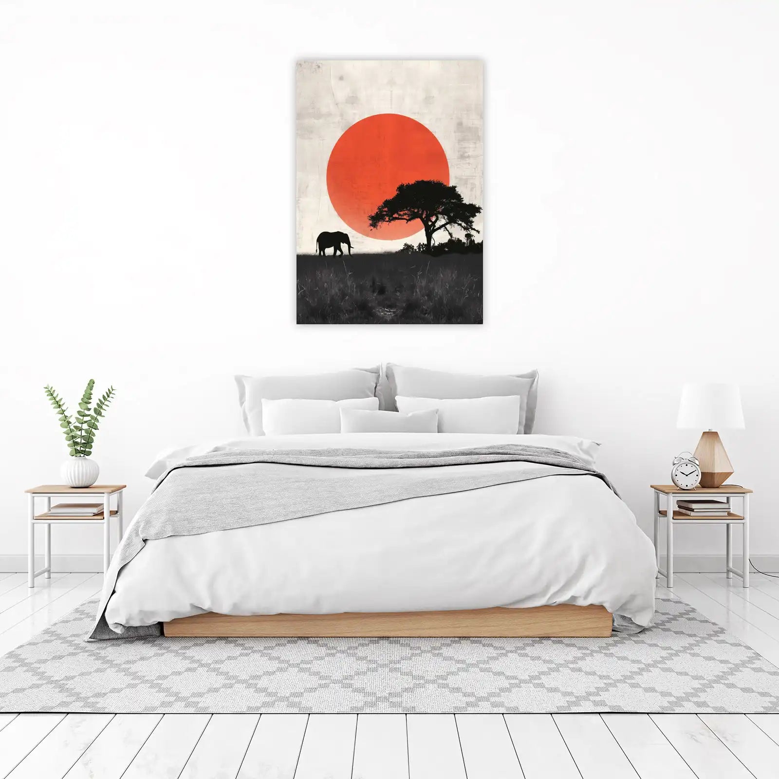 Serene Elephant Sunset Savannah Wall Art