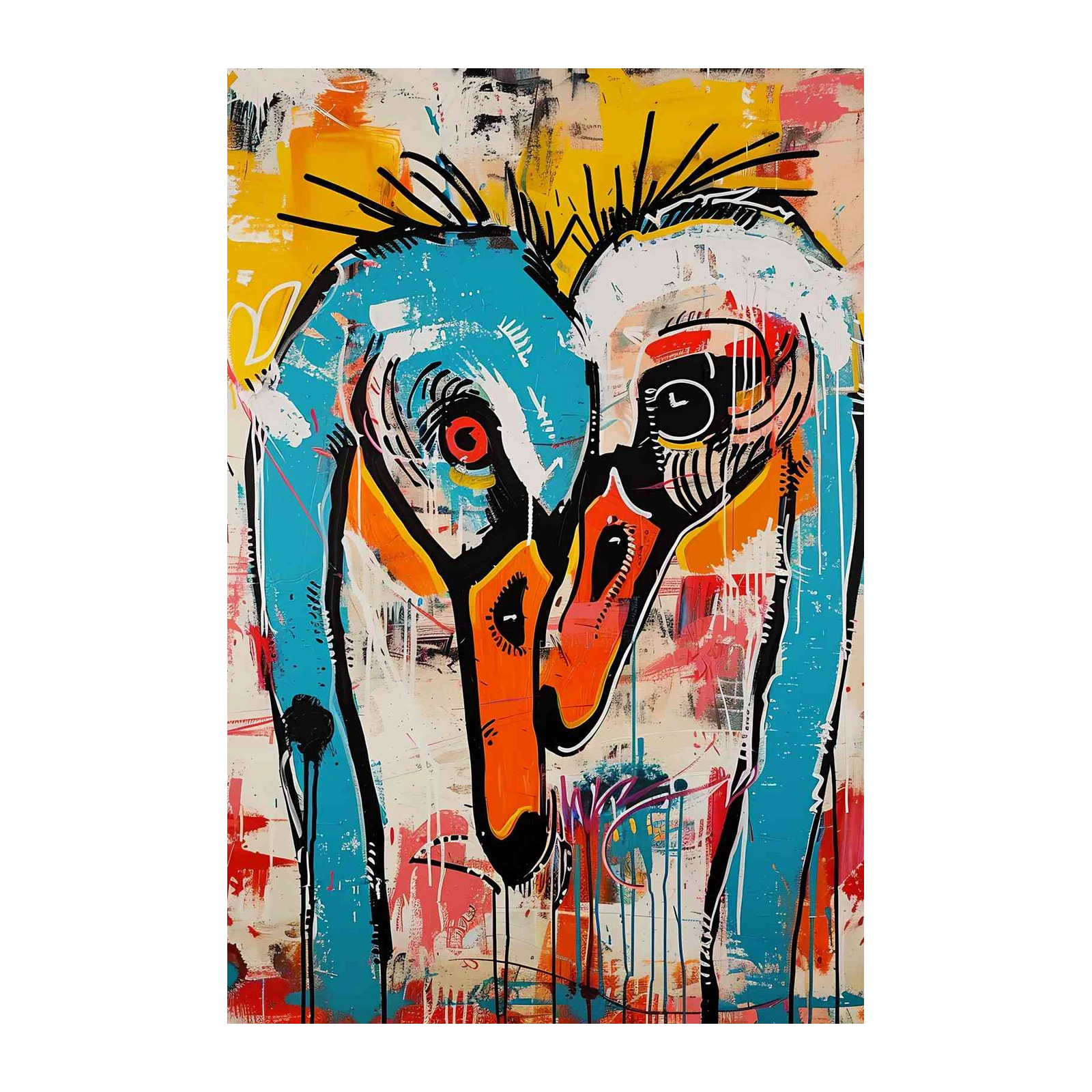 Vibrant Abstract Swans Wall Art Wall Art