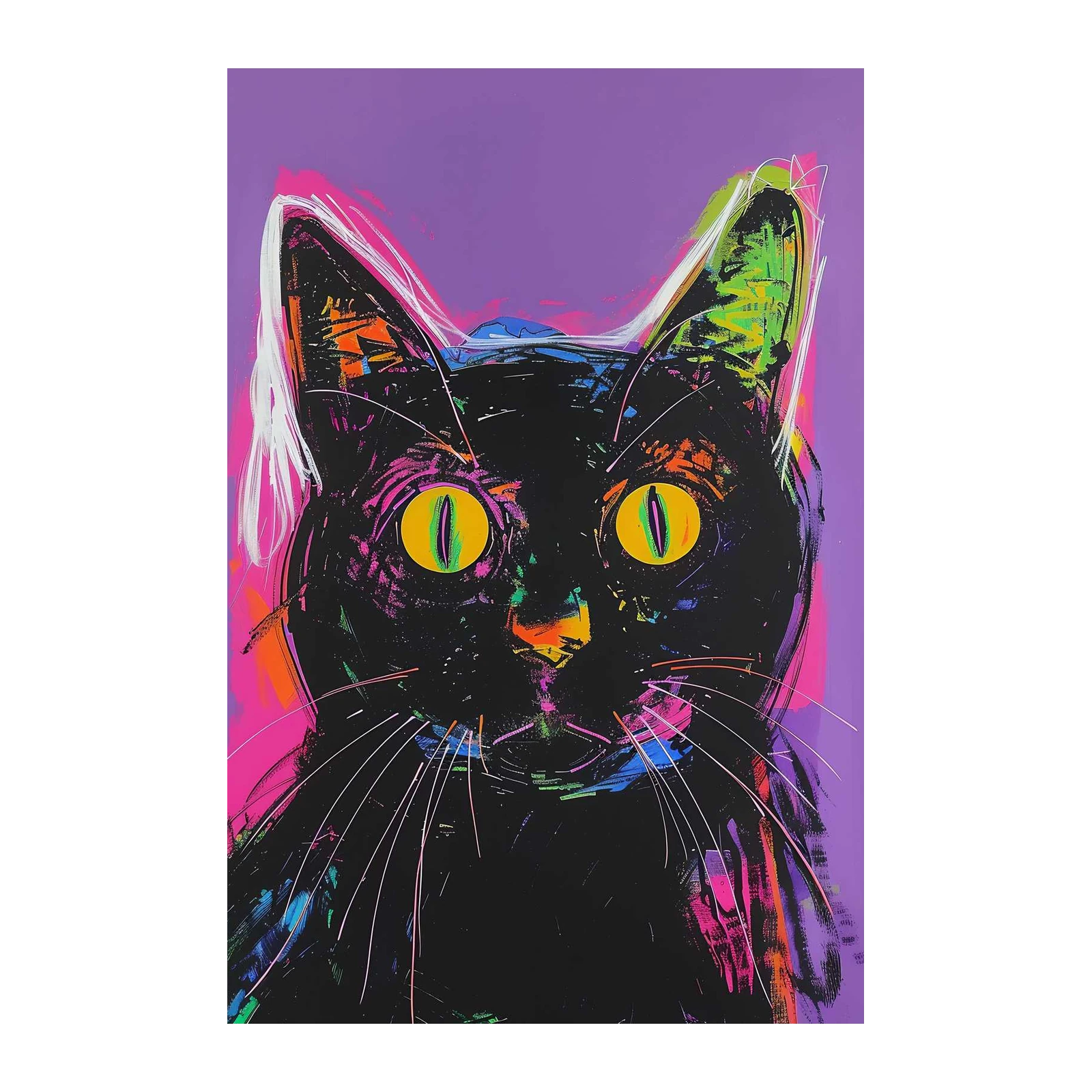 Vibrant Black Cat Pop Art Wall Art