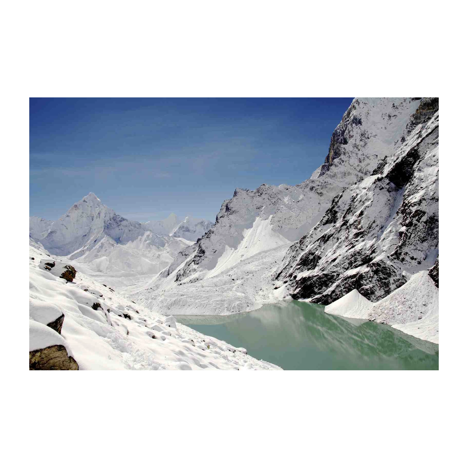 Tranquil Mountain Lake Snowscape Wall Art