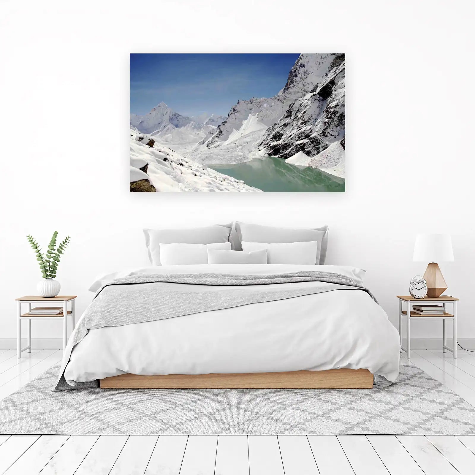 Tranquil Mountain Lake Snowscape Wall Art