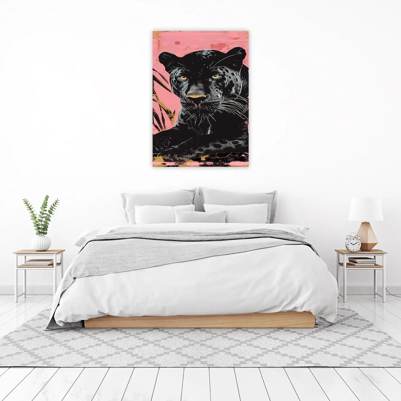 Bold Black Panther Pink Abstract Wall Art