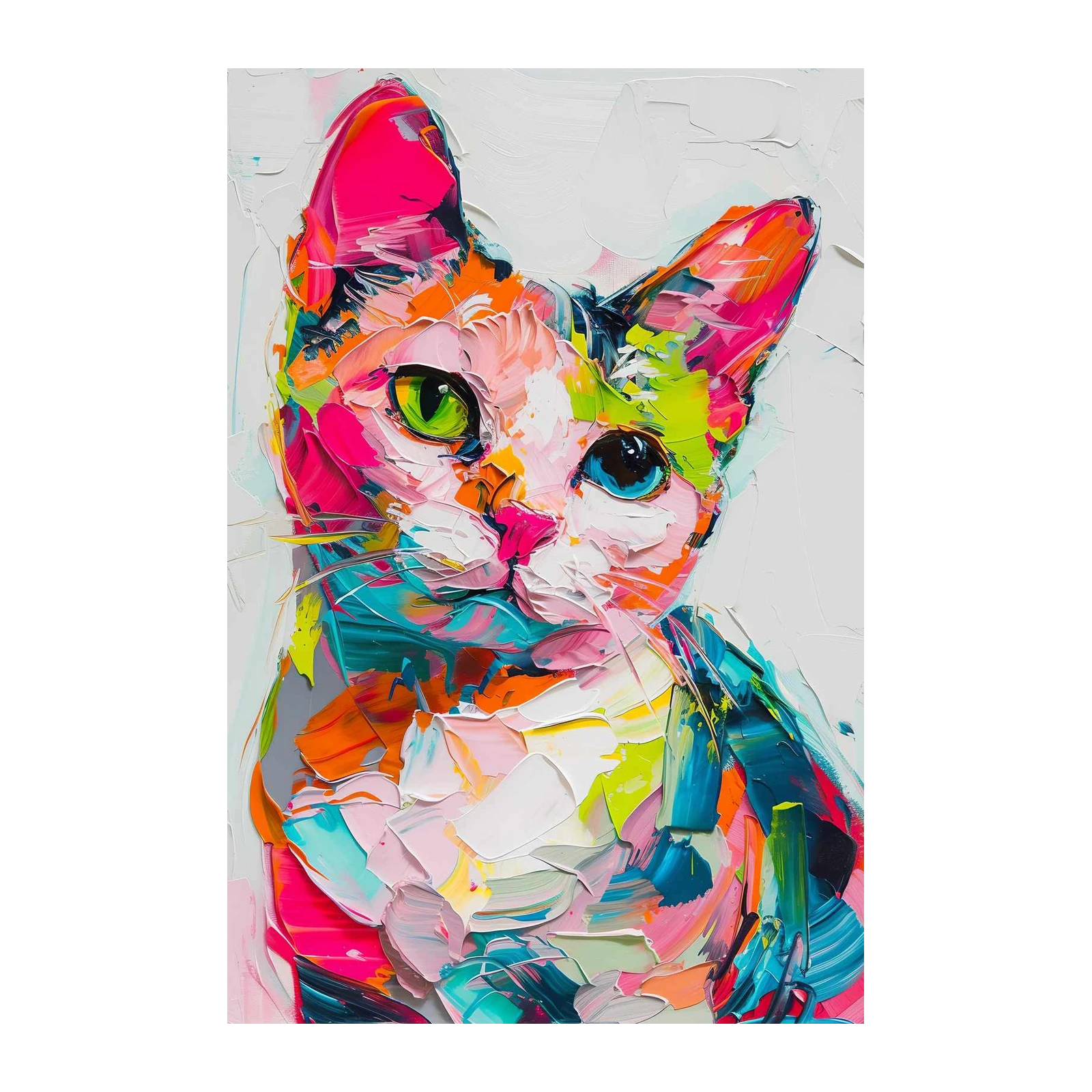 Vibrant Abstract Cat Wall Art