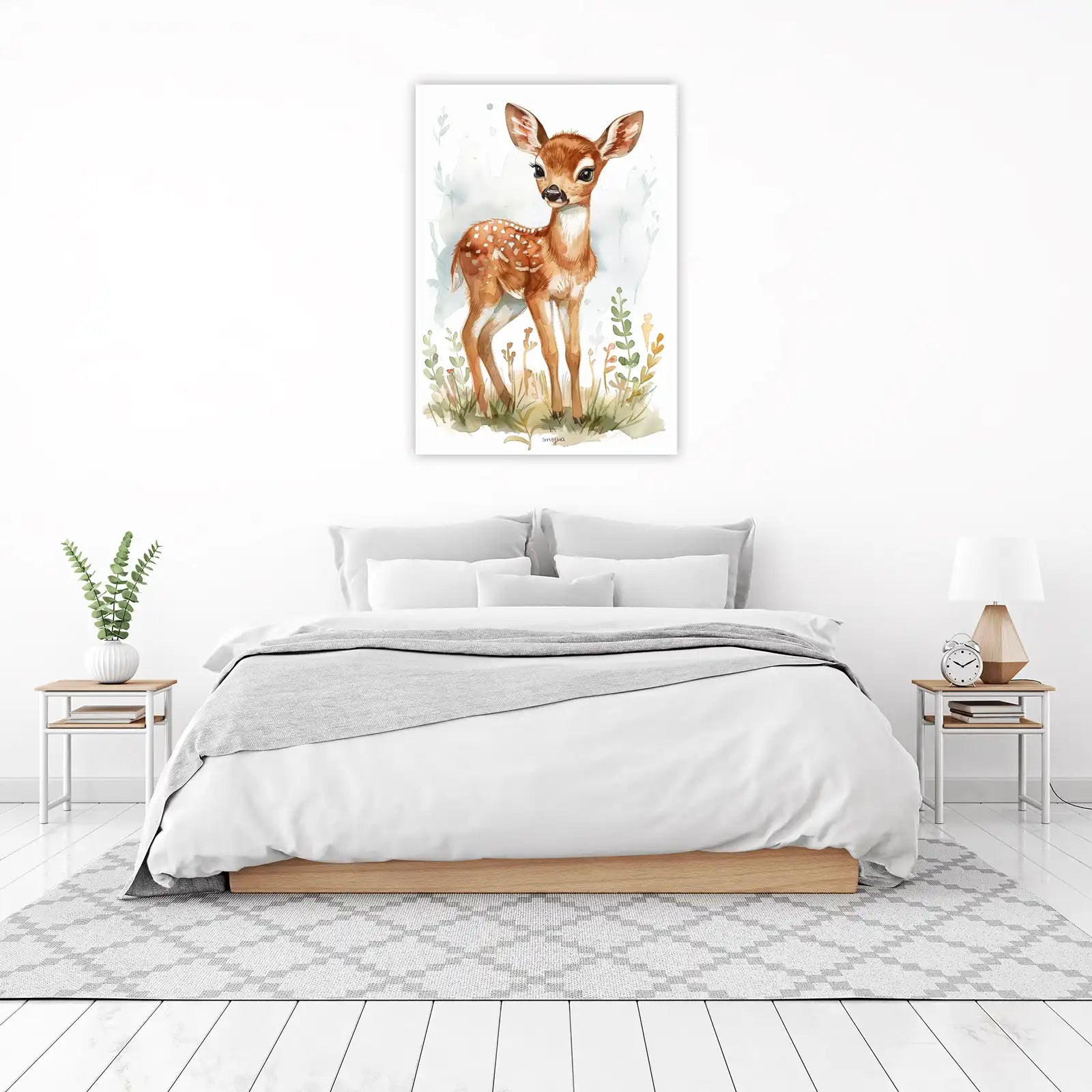 Adorable Fawn Watercolor Nursery Wall Art Wall Art
