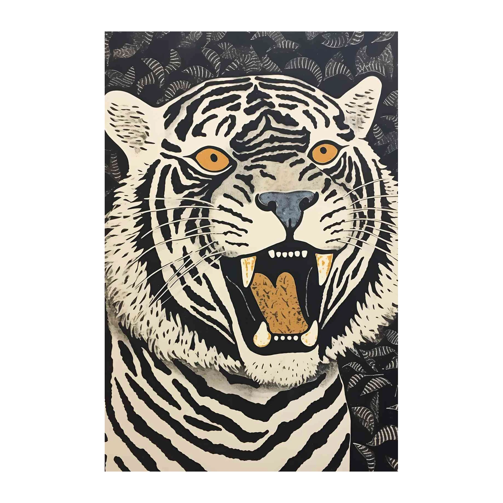 Roaring Tiger Bold Abstract Animal Wall Art